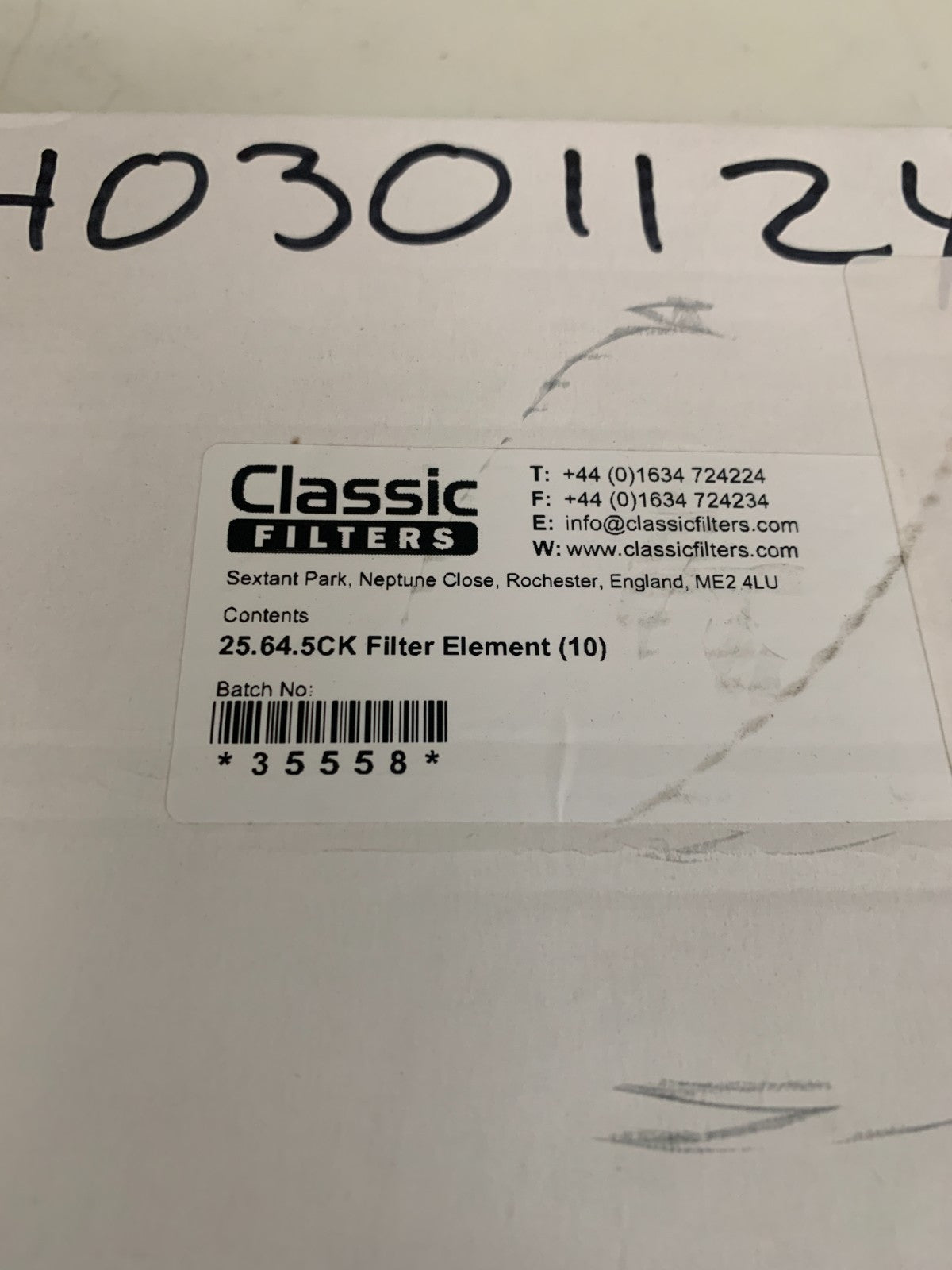 CLASSIC FILTERS FILTER ELEMENT #25.64.5CK  BOX OF 10