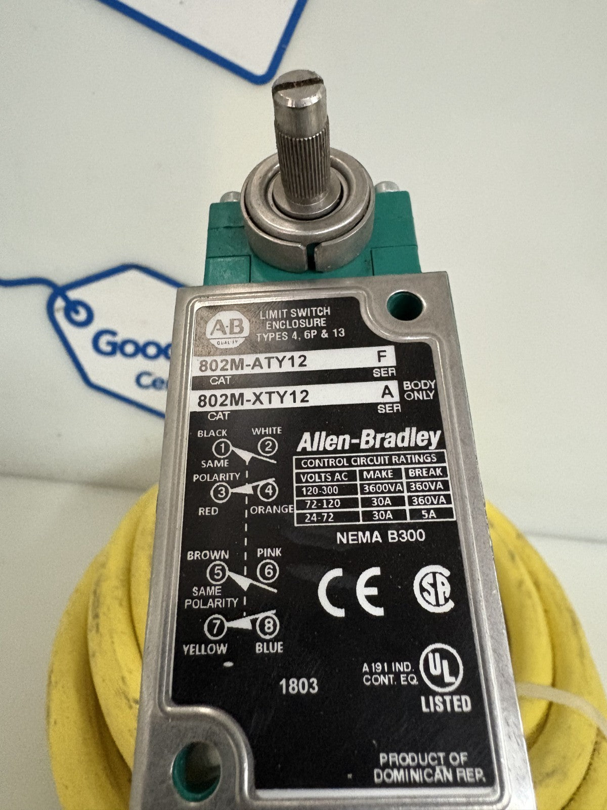 ALLEN BRADLEY PREWIRED LIMIT SWITCH 802M-ATY12 F