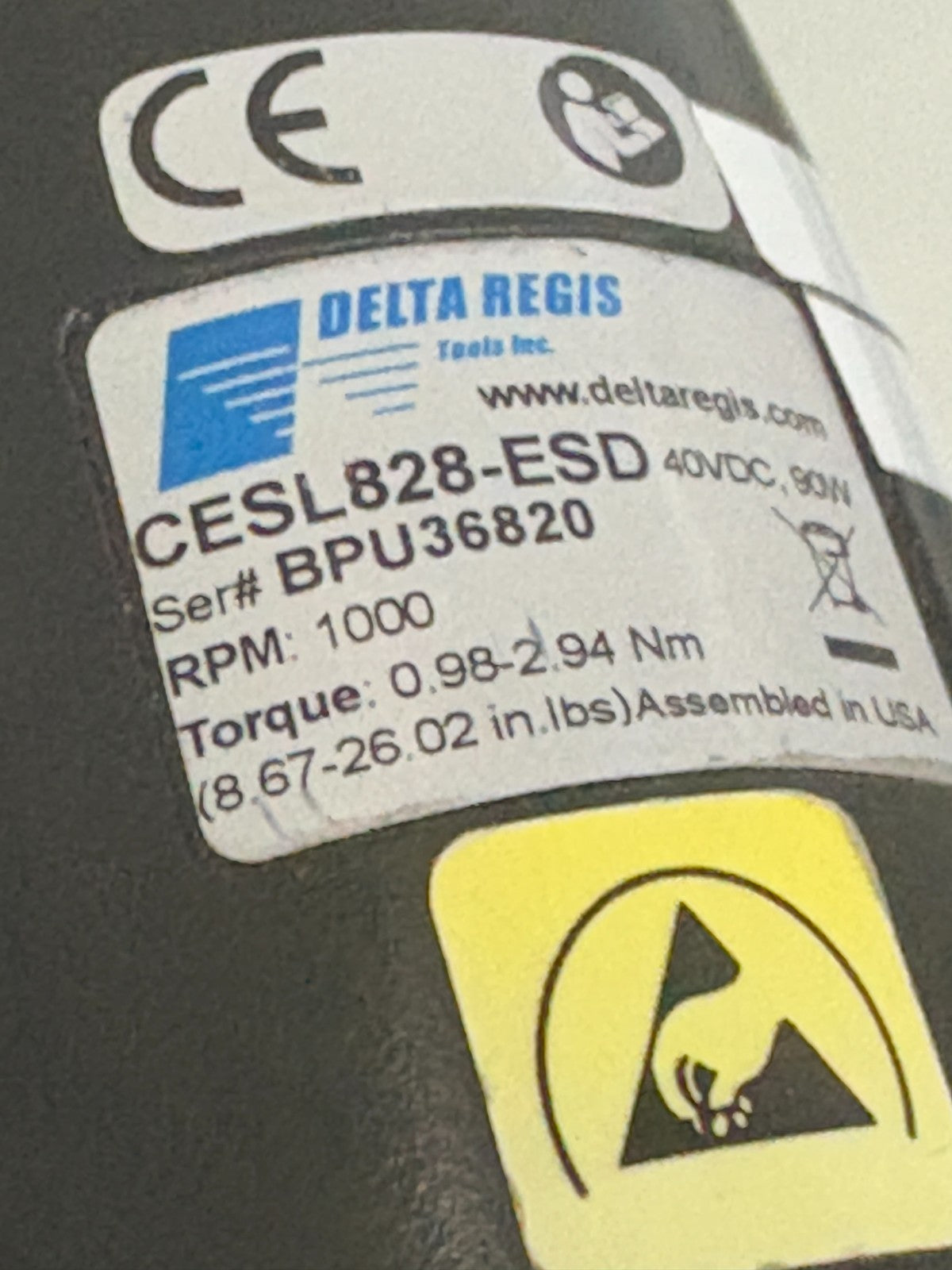 DELTA REGIS CESL 828-ESD W/POWER SUPPLY BECT640HL2