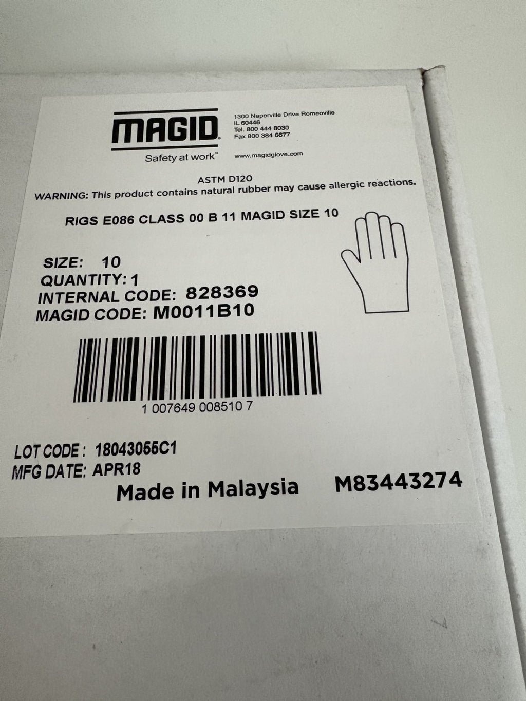 MAGID INSULATED GLOVE SIZE 10 #M0011B10