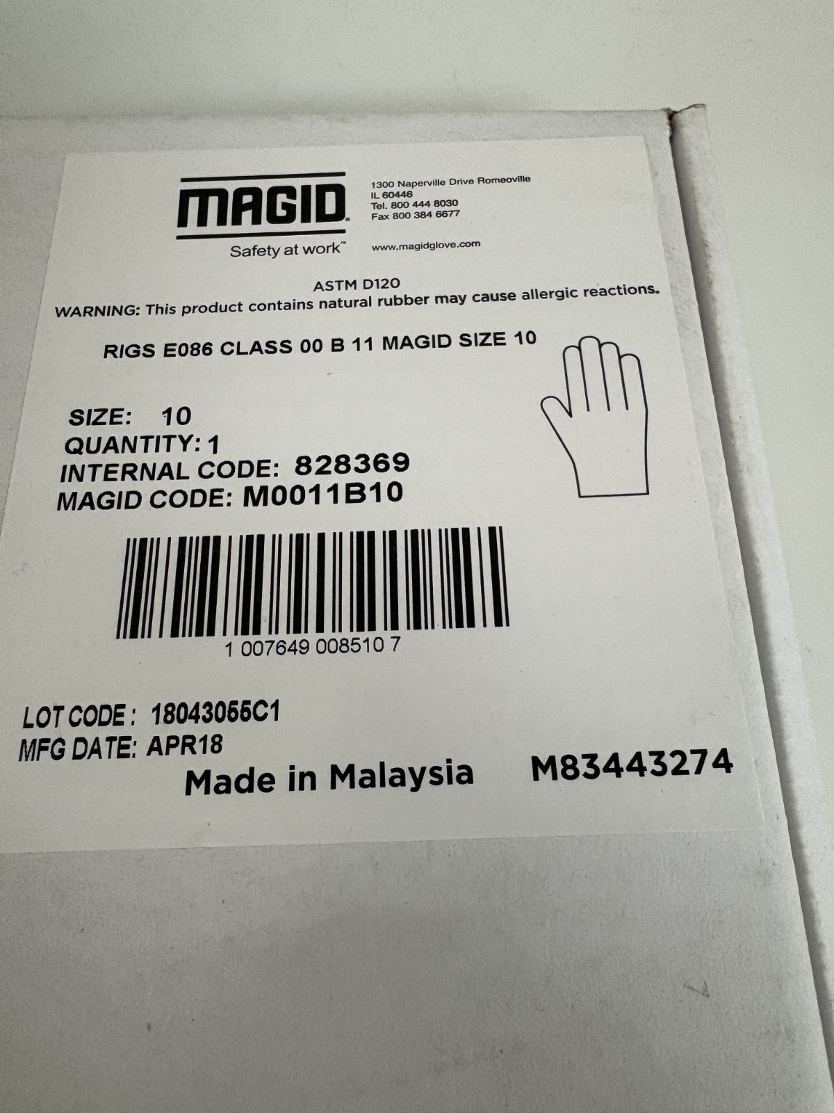 MAGID INSULATED GLOVE SIZE 10 #M0011B10