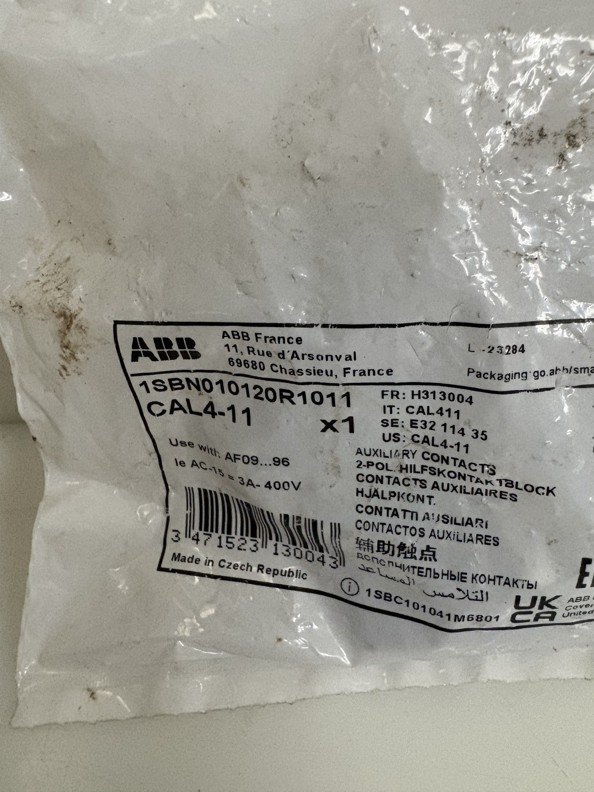 ABB AUXILLIARY CONTACT CAL 4-111