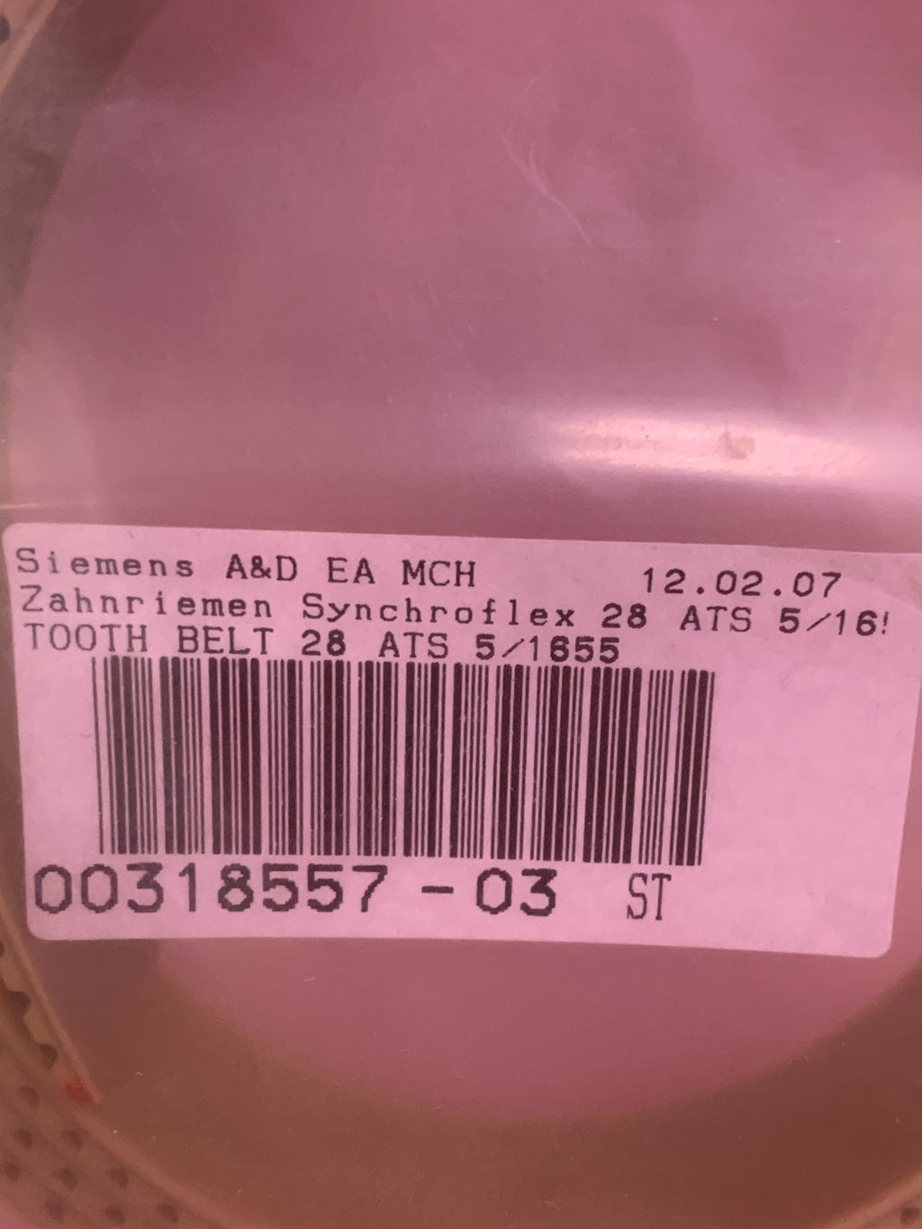SIEMENS A&D EA MCH TOOTH BELT 28 ATS 5/1855 00318557-03