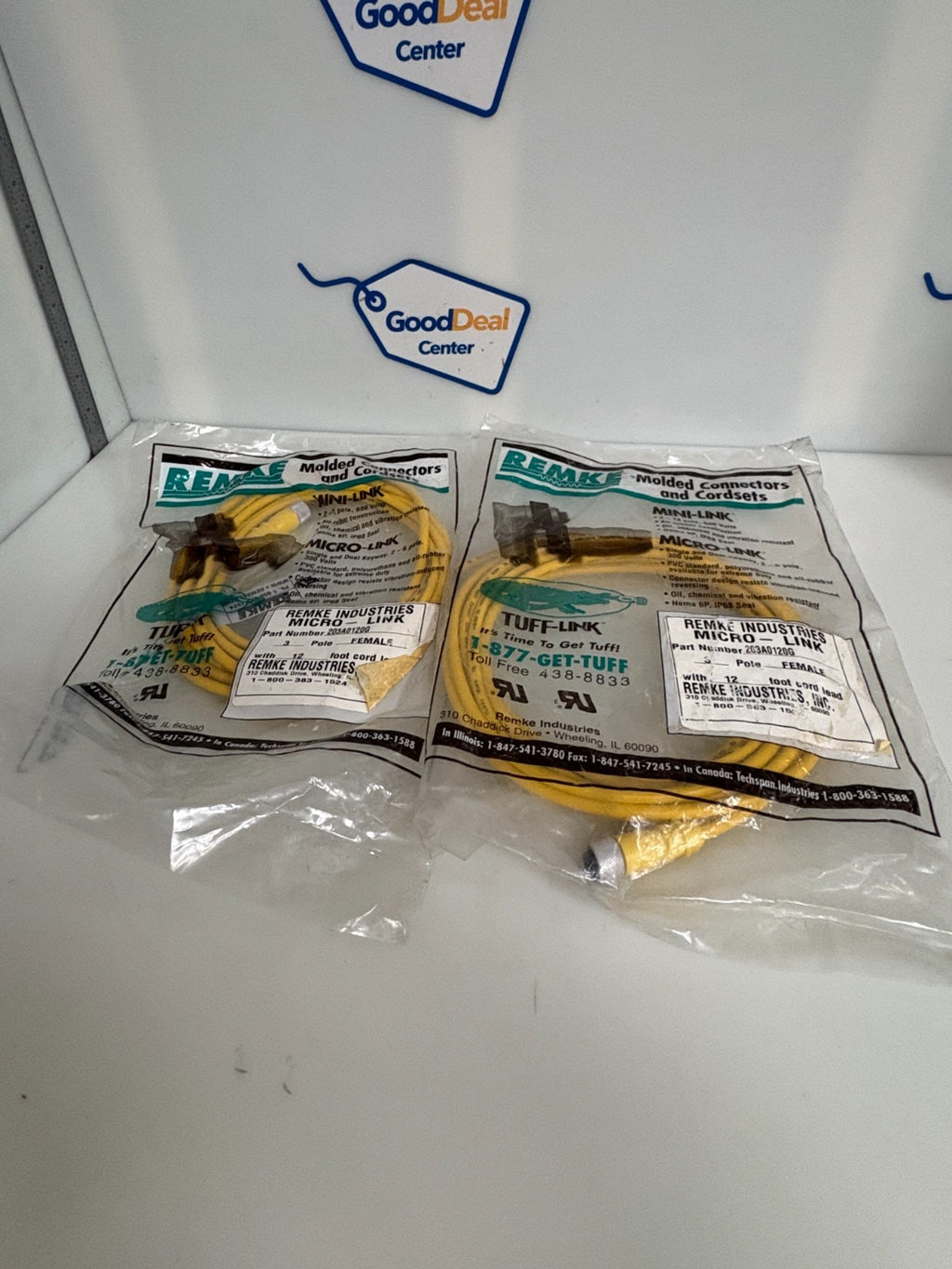 LOT OF 2 REMKE MICRO-LINK 3 POLE FEMALE 12' CORDSET 203A0120G