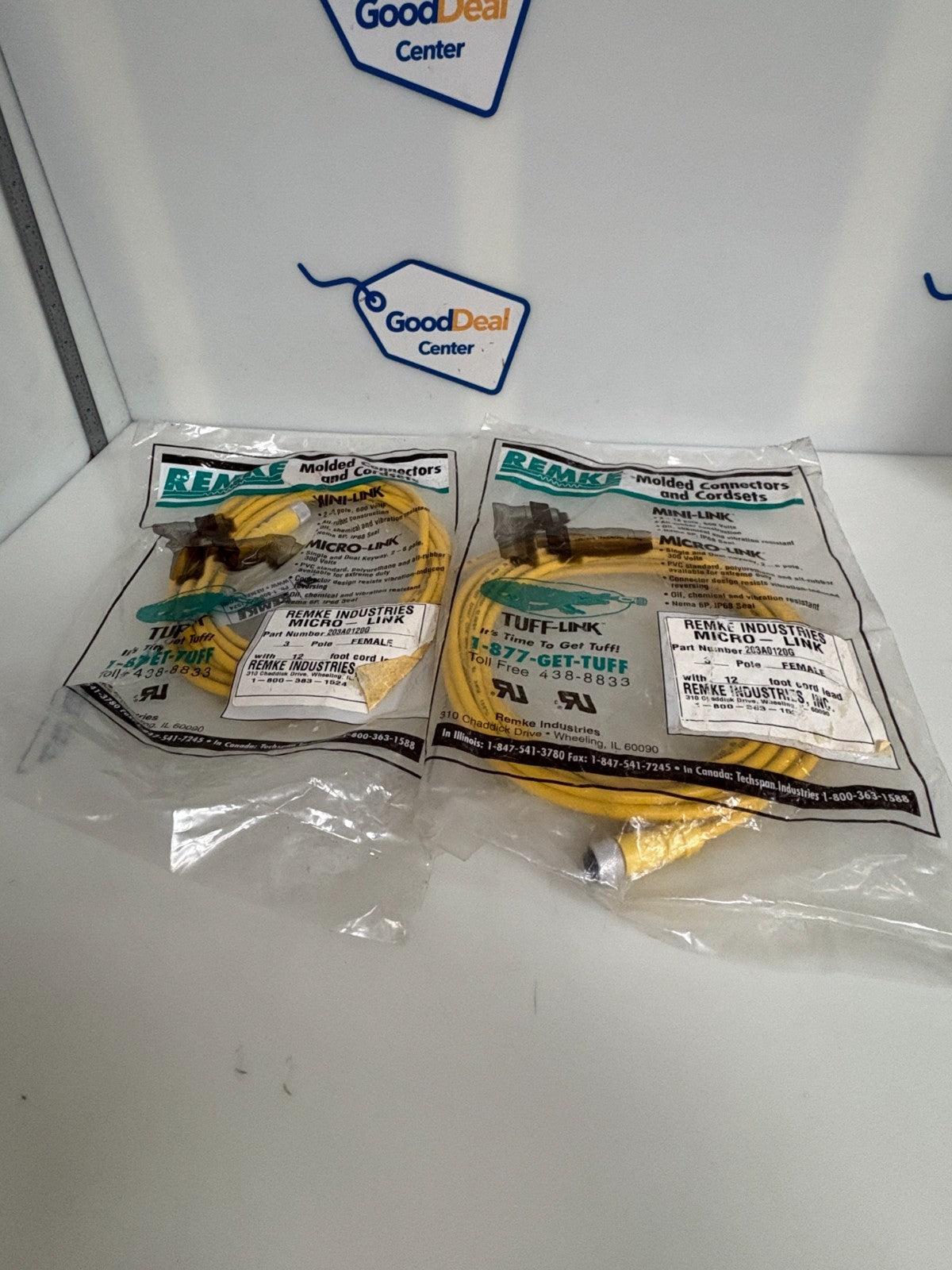 LOT OF 2 REMKE MICRO-LINK 3 POLE FEMALE 12' CORDSET 203A0120G