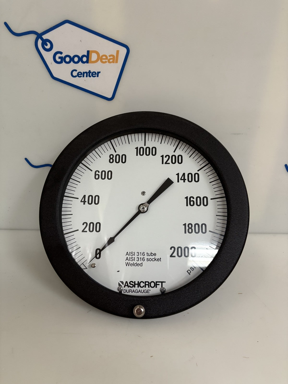 ASHCROFT DURAGAUGE 8" 0-2000PSI PRESSURE GAUGE A1S1 316 TUBE/SOCKET0