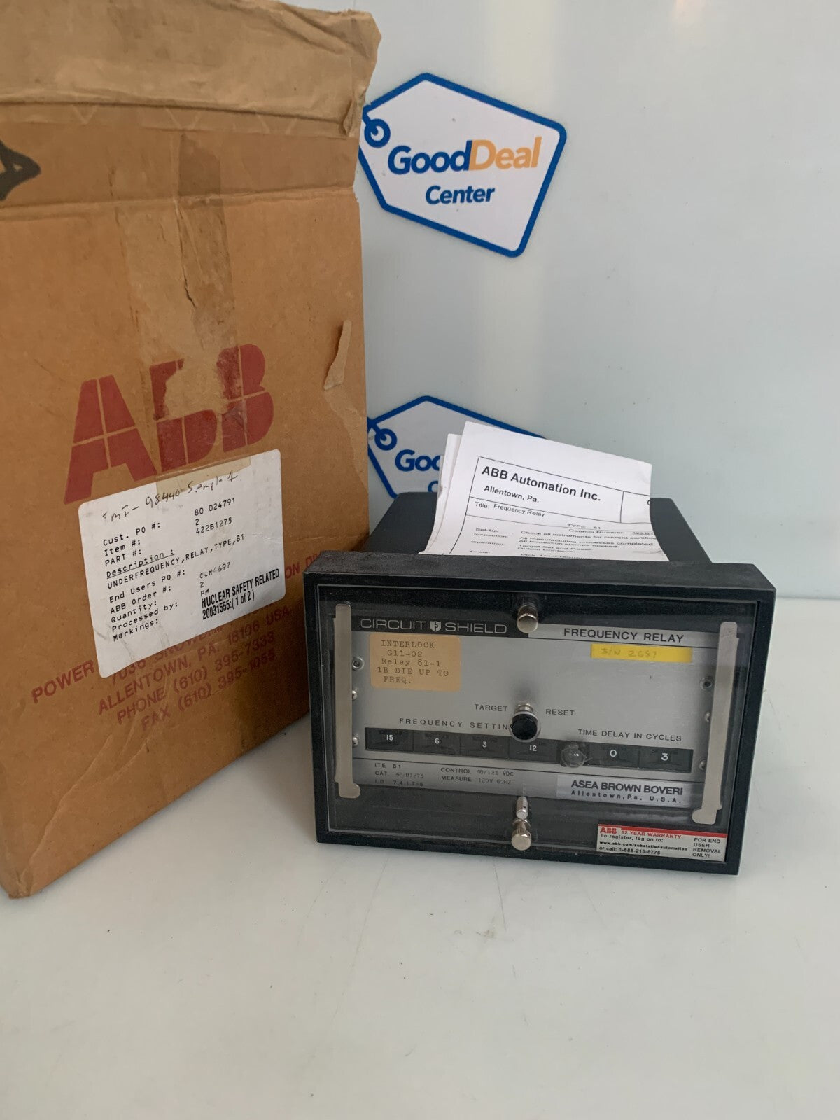 ABB FREQUENCY RELAY TYPE 81 422B1275 NEW IN BOX0