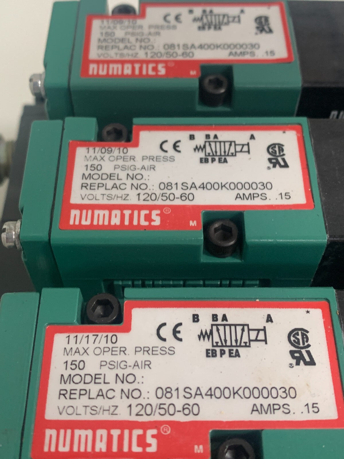 NUMATICS 4 WAY 2 POSITION SOLENOID AIR CONTROL VALVE 081SA 400 K 0000 30 (3) ON