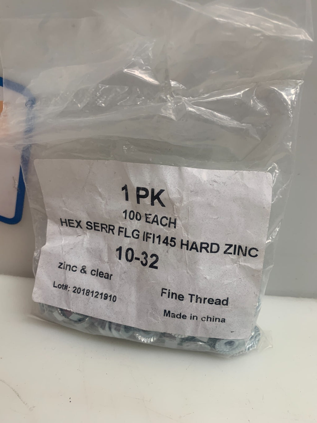 1PK  Hex Serrated Flange Nut  IFI145  Hard Zinc  10-32   (Lot of 10 Bags of 100)