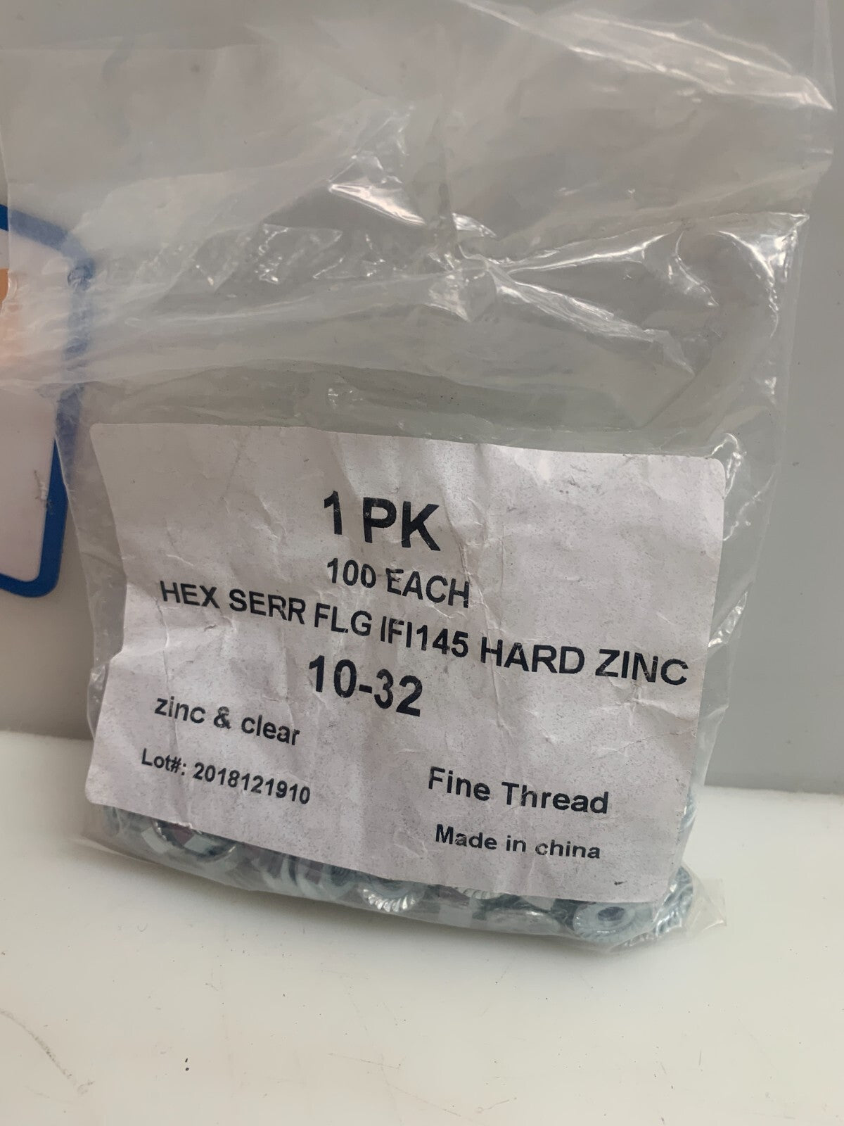 1PK  Hex Serrated Flange Nut  IFI145  Hard Zinc  10-32   (Lot of 10 Bags of 100)