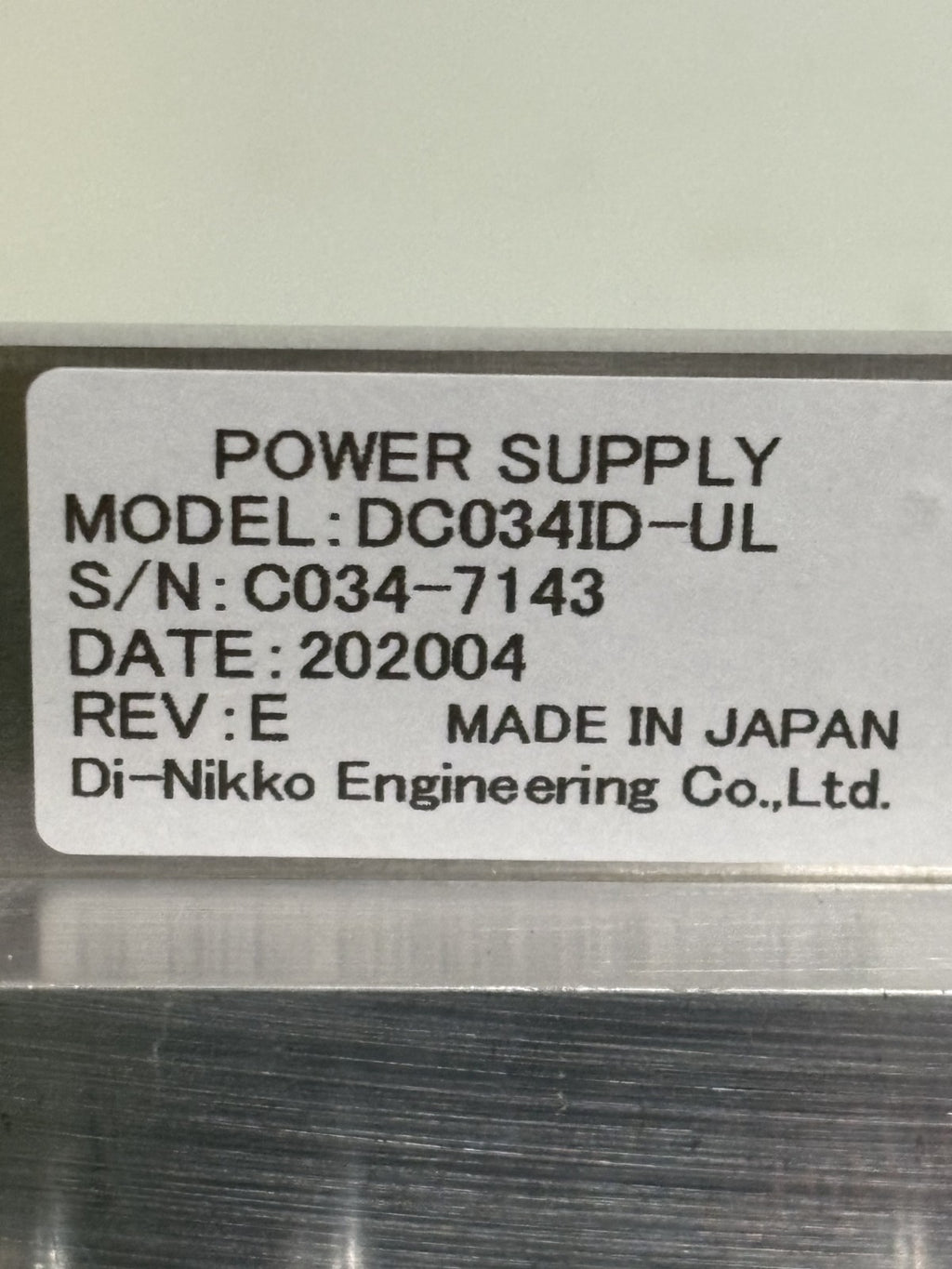 NIKKO ENG POWER SUPPLY DC 0341D-UL