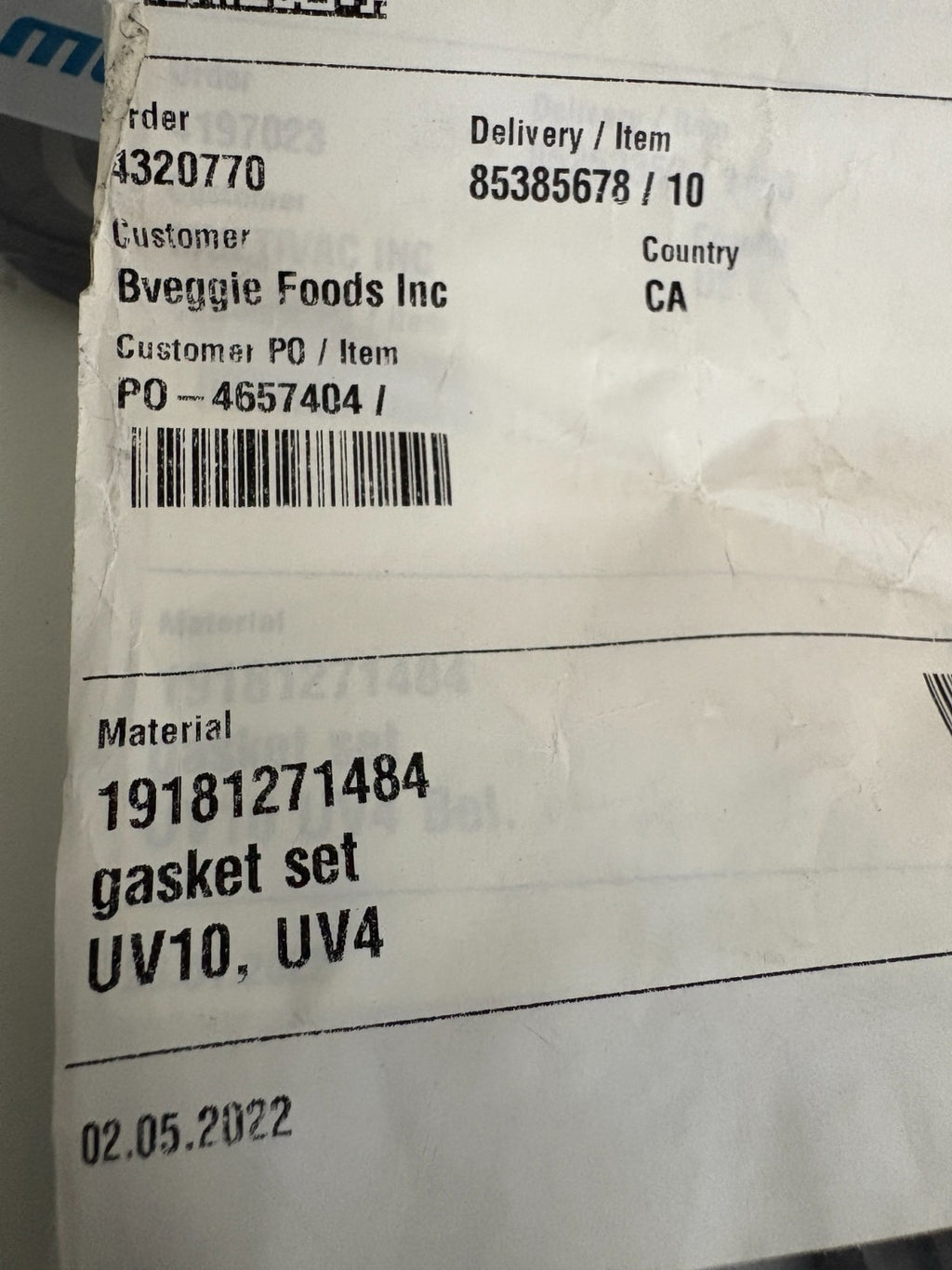 LOT OF 3 MULTIVAC UV10,UV4 GASKET SET 191812714842
