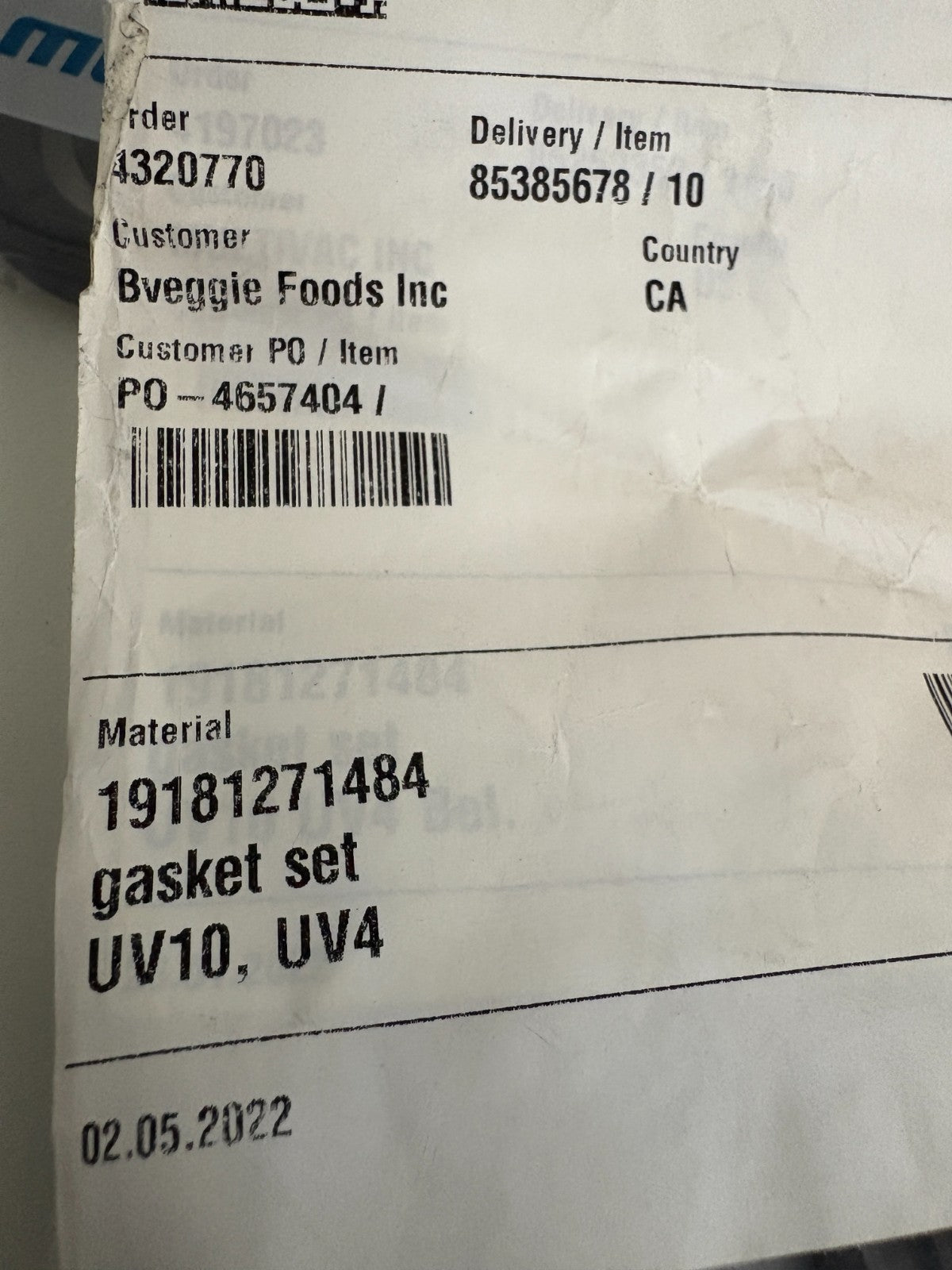 LOT OF 3 MULTIVAC UV10,UV4 GASKET SET 191812714842