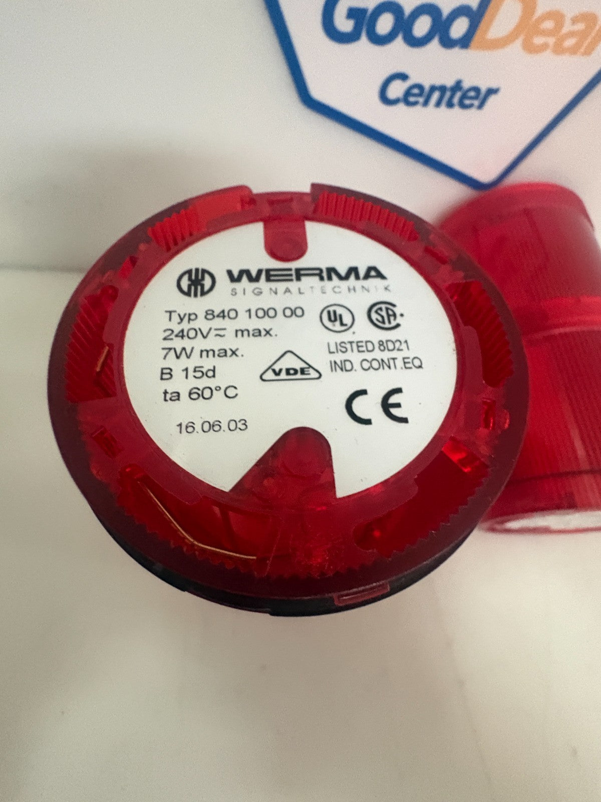 LOT OF 2 WERMA SIGNAL TECHNIK STACK RED LIGHT 840 100 001