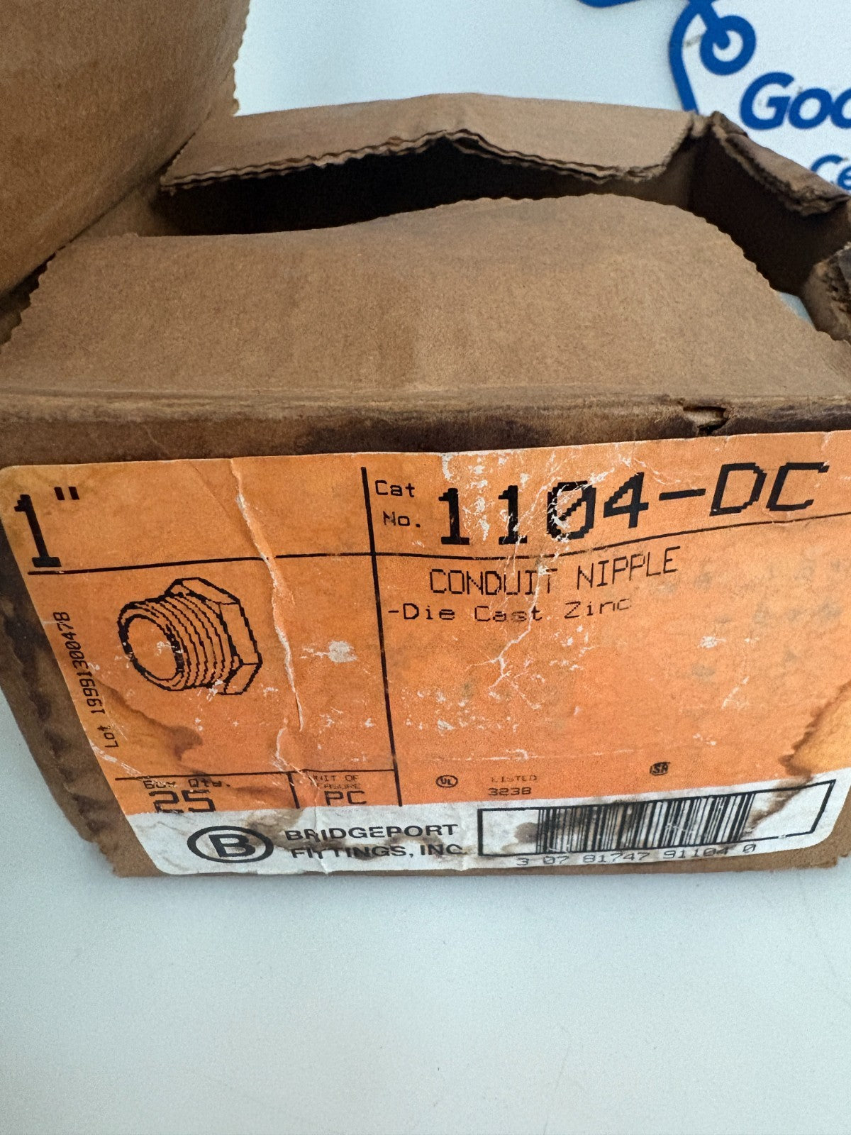 LOT OF 18 BRIDGEPORT 1" CONDUIT NIPPLE #1104-DC