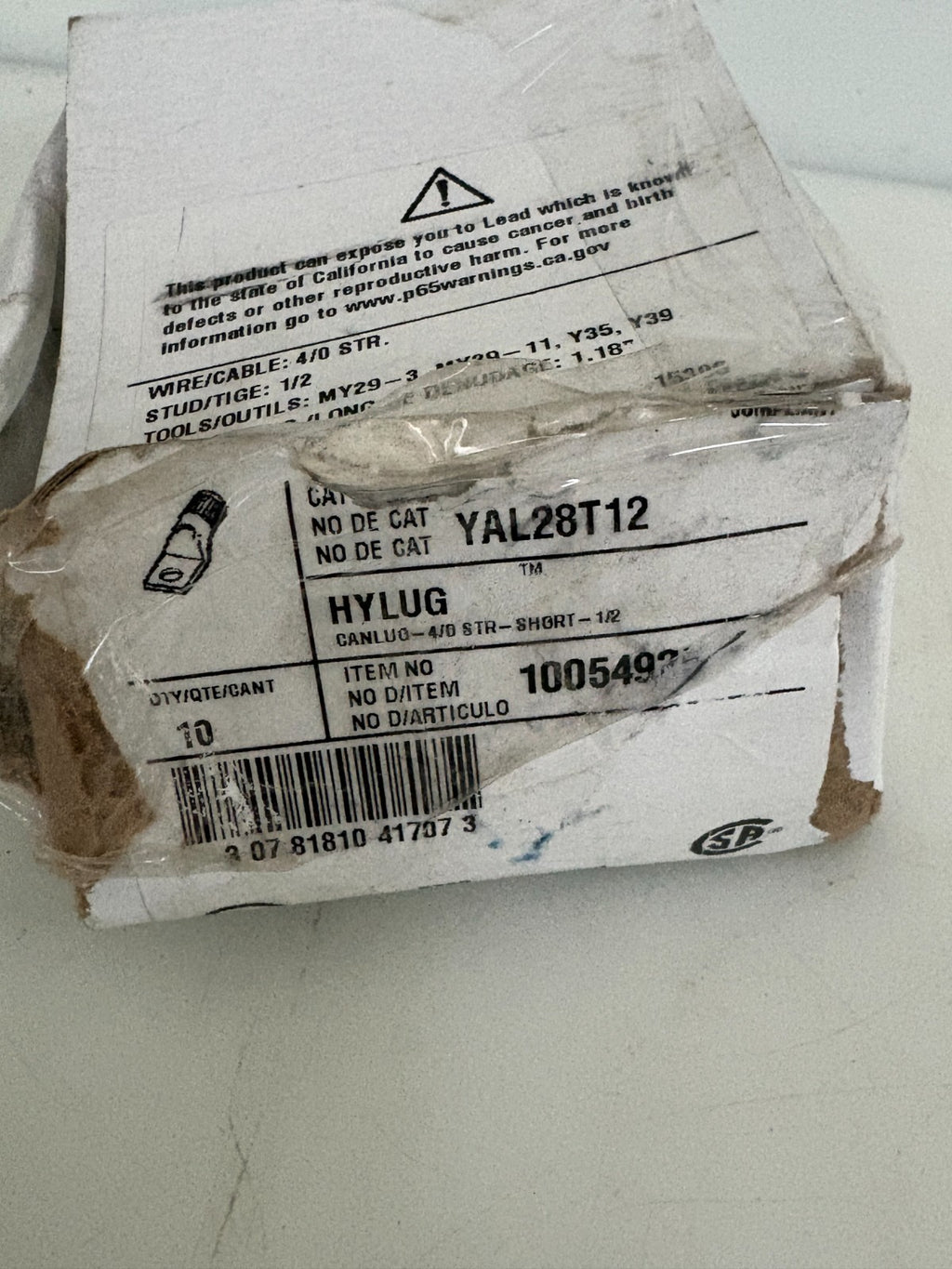 BURNDY HYLUG COMPRESSION LUG YAL28T122