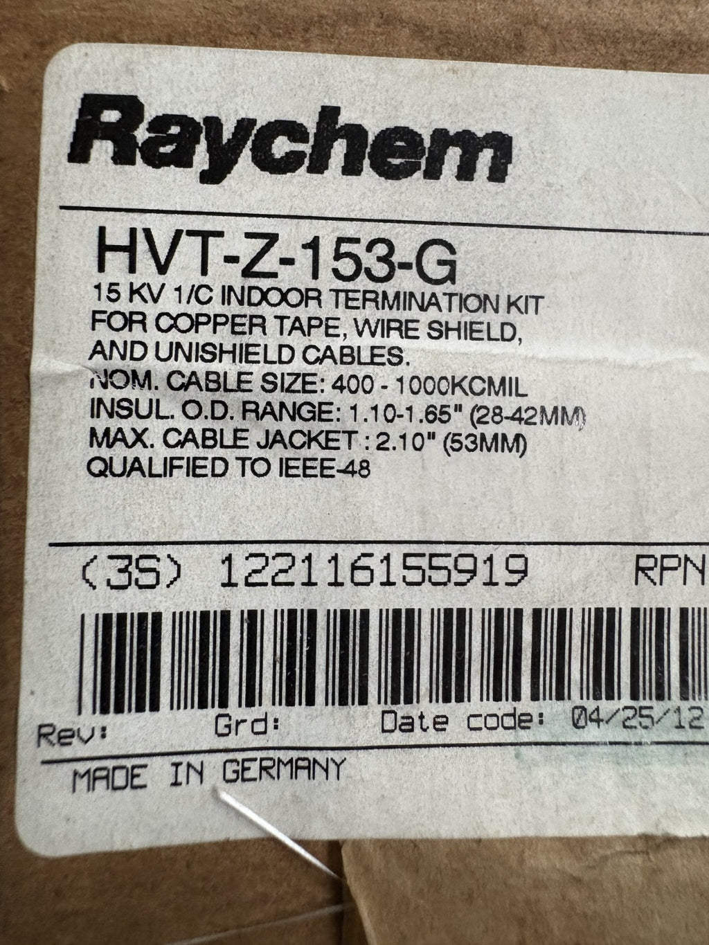 LOT OF 2 TYCO TE CONNECTIVITY OMNI HVTZ153 G INDOOR TERMINATION KIT4