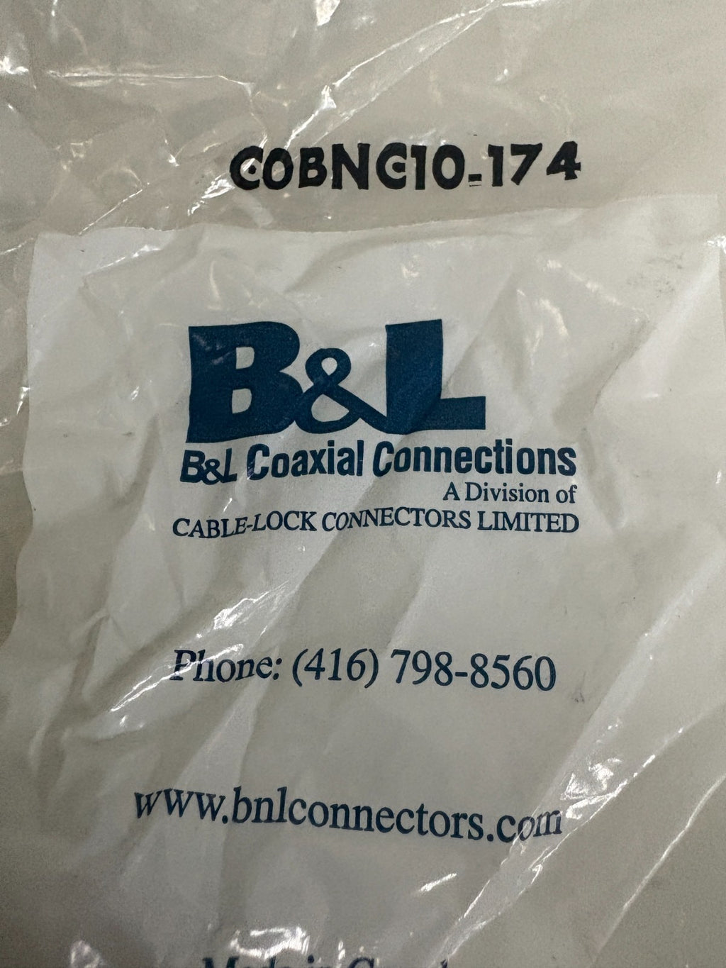 LOT OF 26 B & L ELECTRONICS CRIMP-ON MALE CONNECTOR FOR RG174