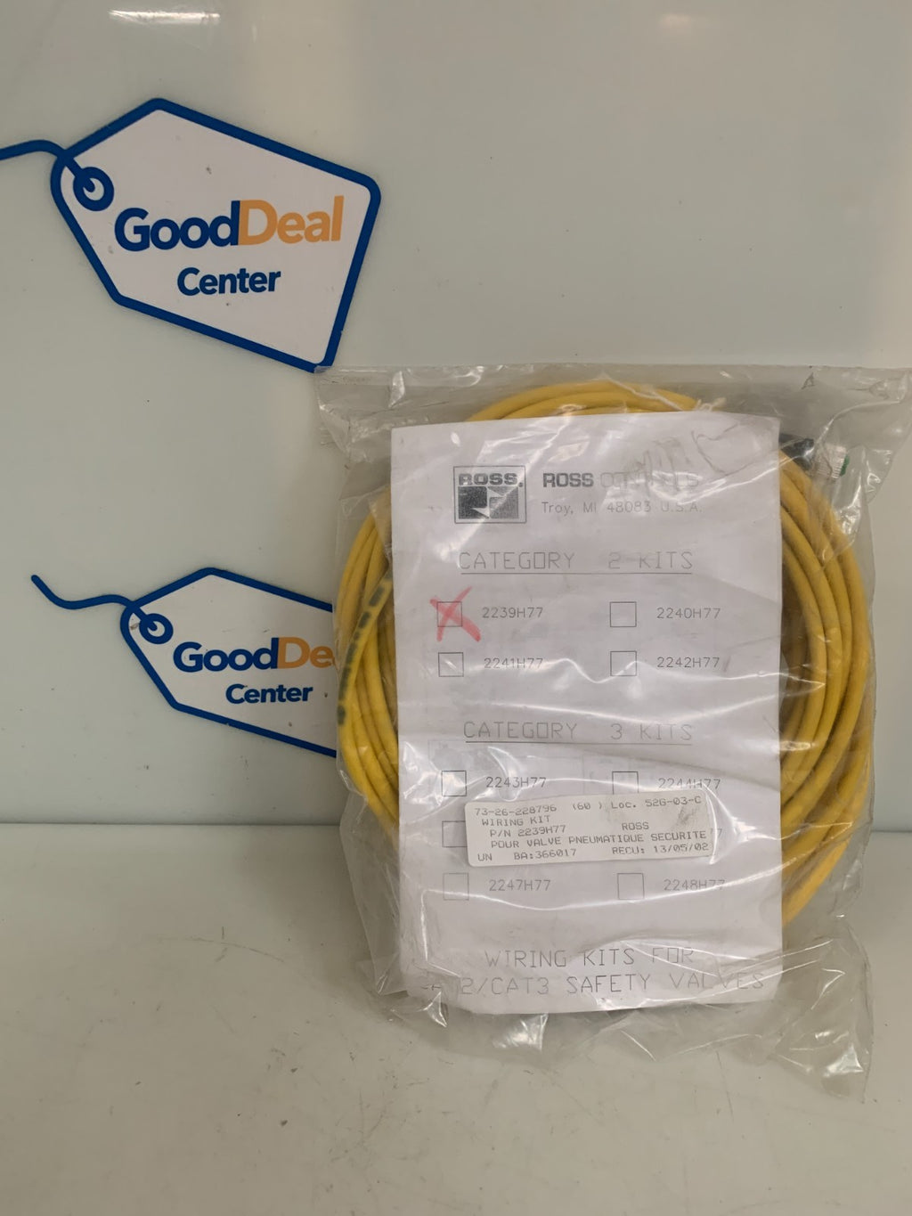 ROSS CONTROLS CATEGORY KITS PNEUMATIC VALVE CONNECTOR CABLE 2239 H770