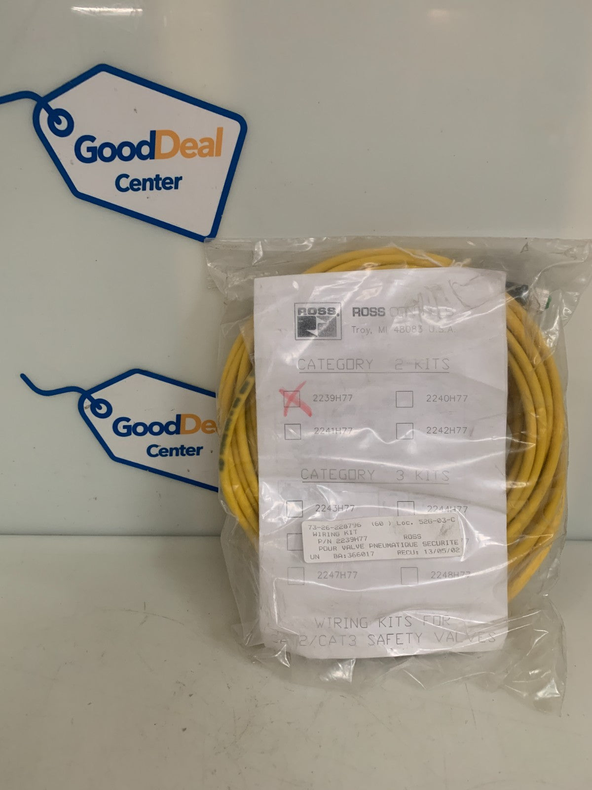 ROSS CONTROLS CATEGORY KITS PNEUMATIC VALVE CONNECTOR CABLE 2239 H770