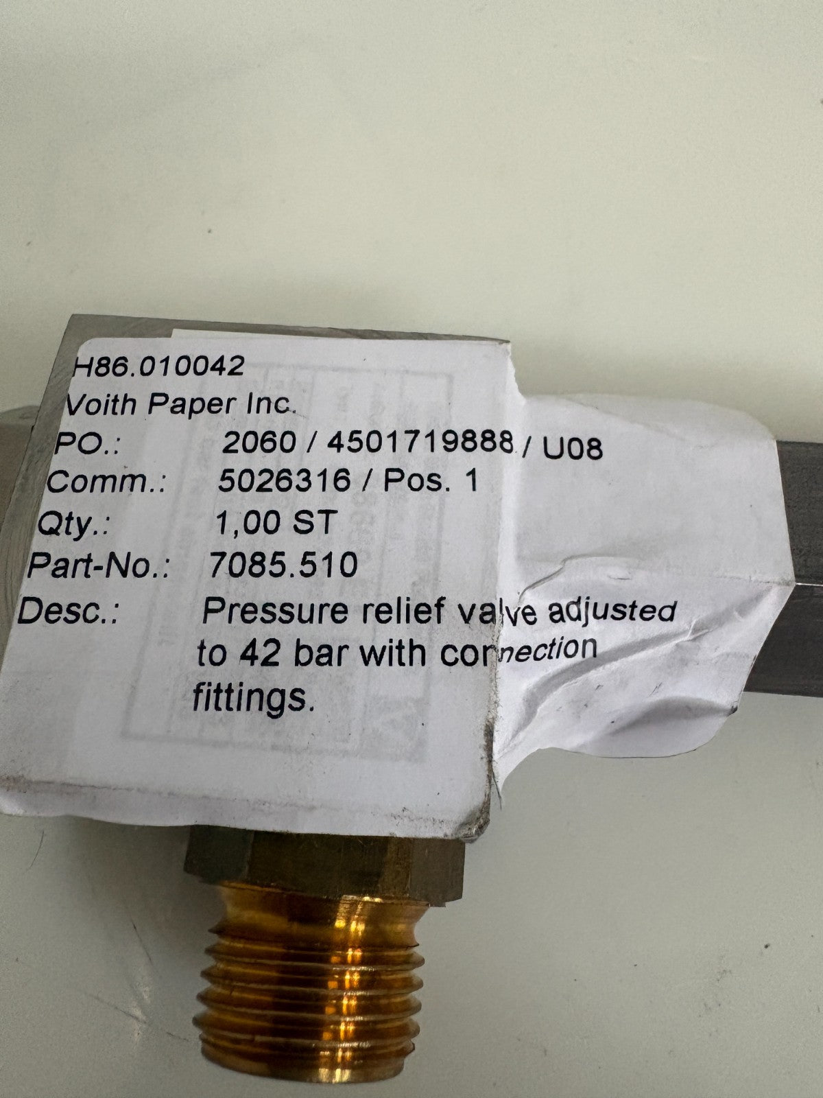 VOITH PRESSURE VALVE 7085510