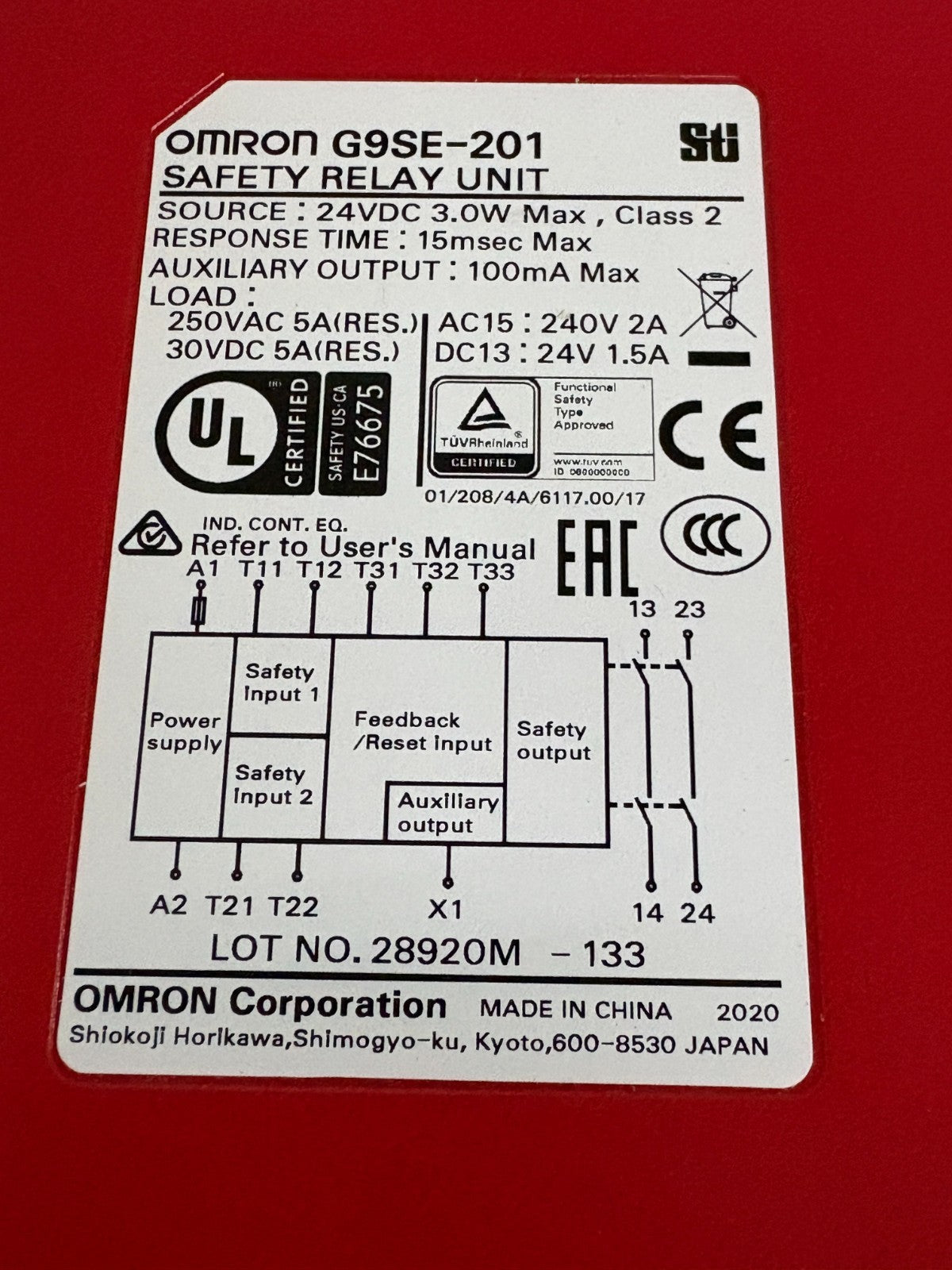 OMRON SAFETY RELAY G9SE-201