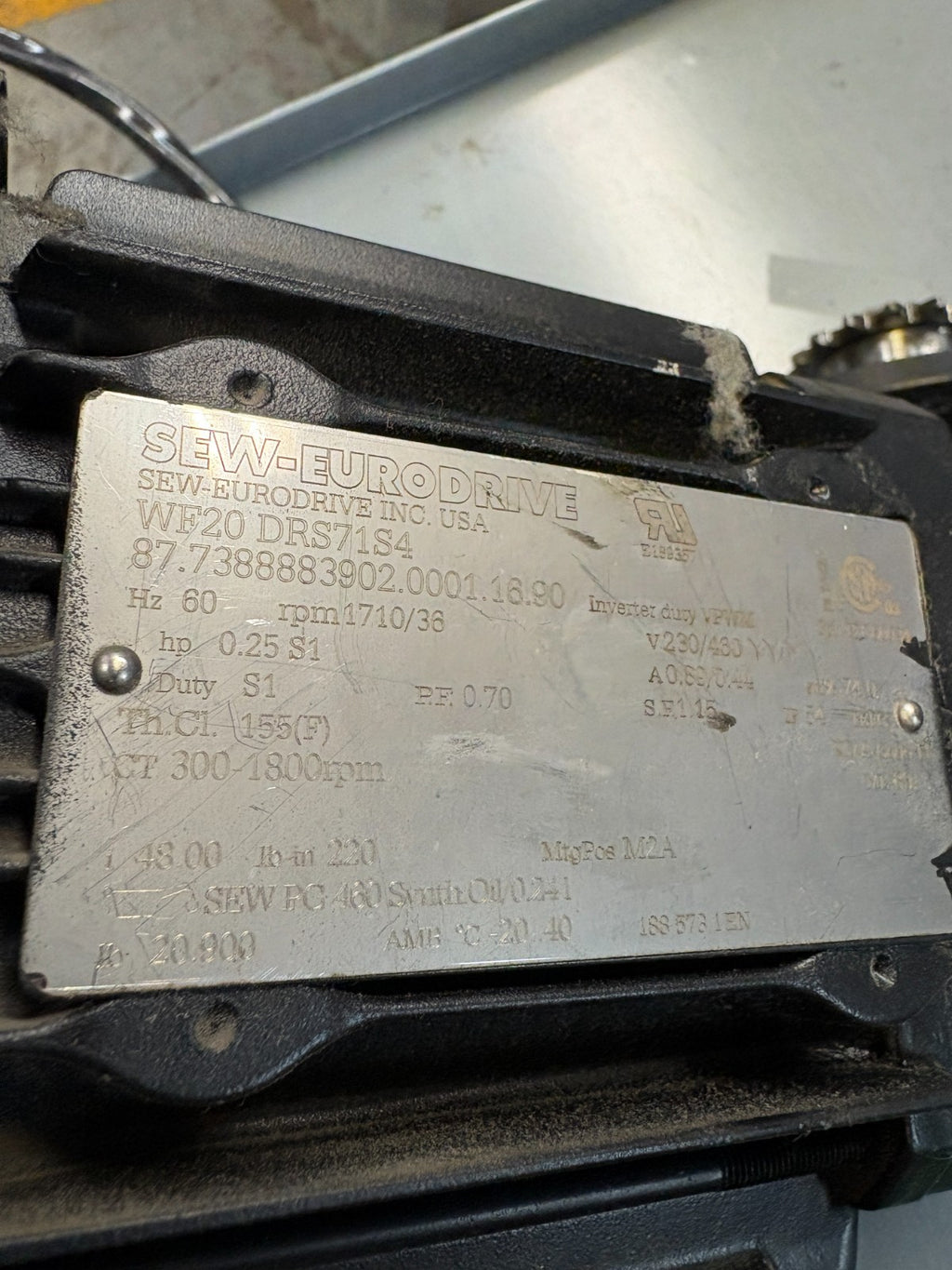 SEW-EURODRIVE GEAR MOTOR 1/4HP 1710/36RPM WF20DRS71S4