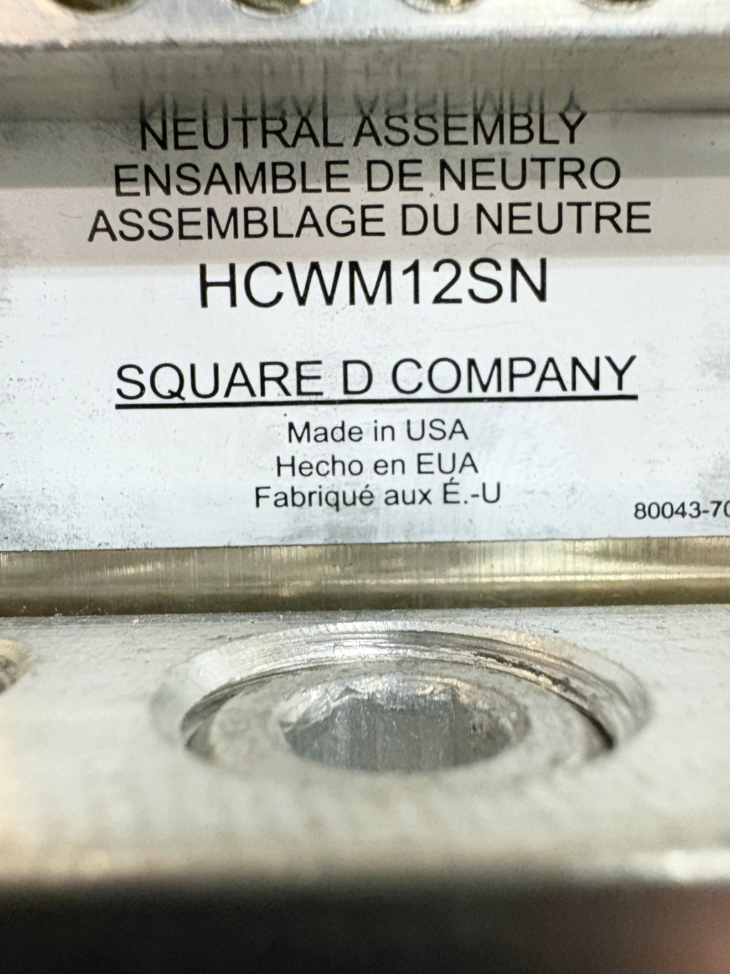 SCHNEIDER SQUARE D NEUTRAL ASSY HCWM12SN W/ACCS3