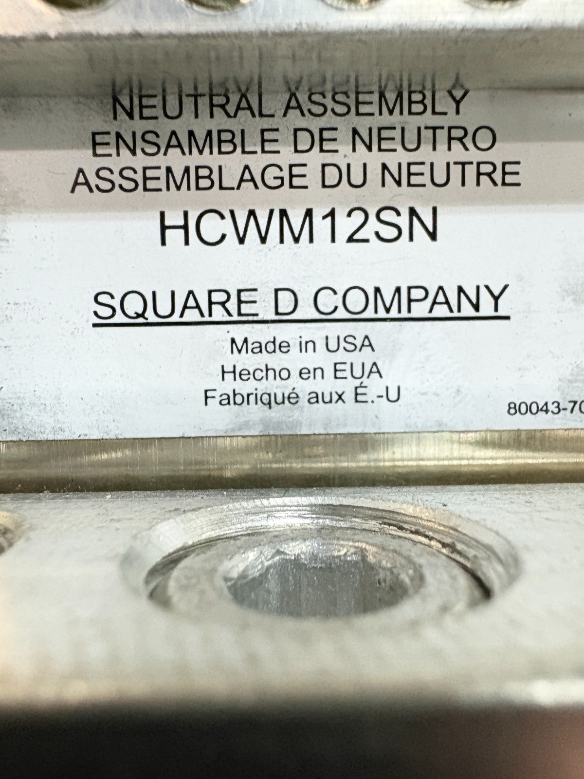 SCHNEIDER SQUARE D NEUTRAL ASSY HCWM12SN W/ACCS3
