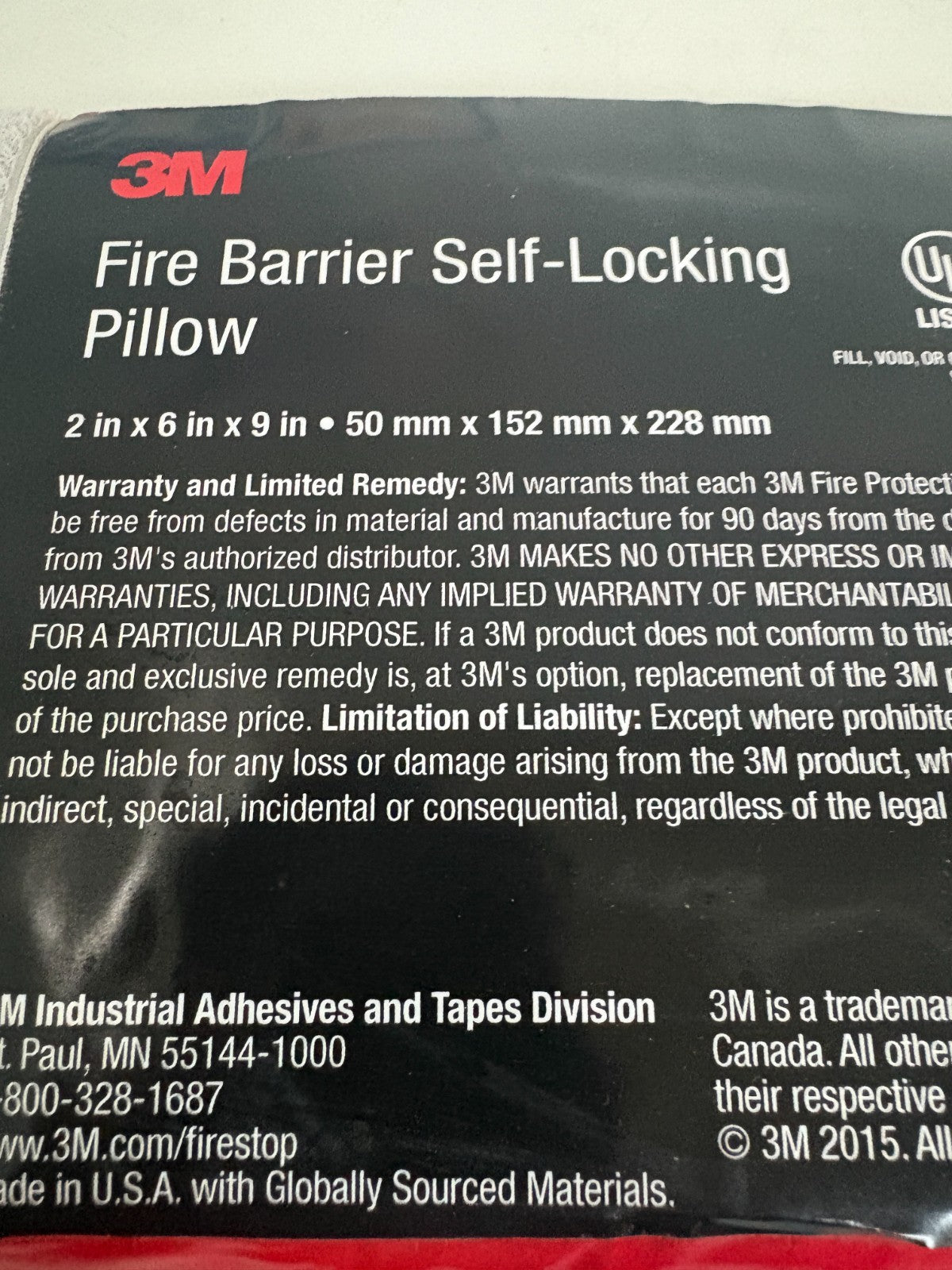 3 M MEDIUM SIZE FIRE BARRIER SELF LOCKING PILLOW 98-0400-5473-0 16 PER BOX2