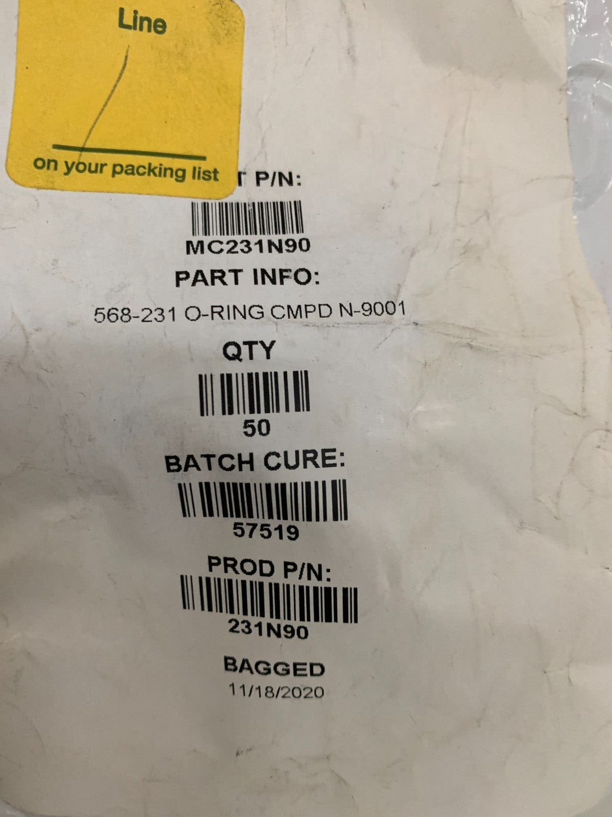 LOT OF 50 DURO BUNA ORING HYDRAULIC/PNEUMATIC #568-231