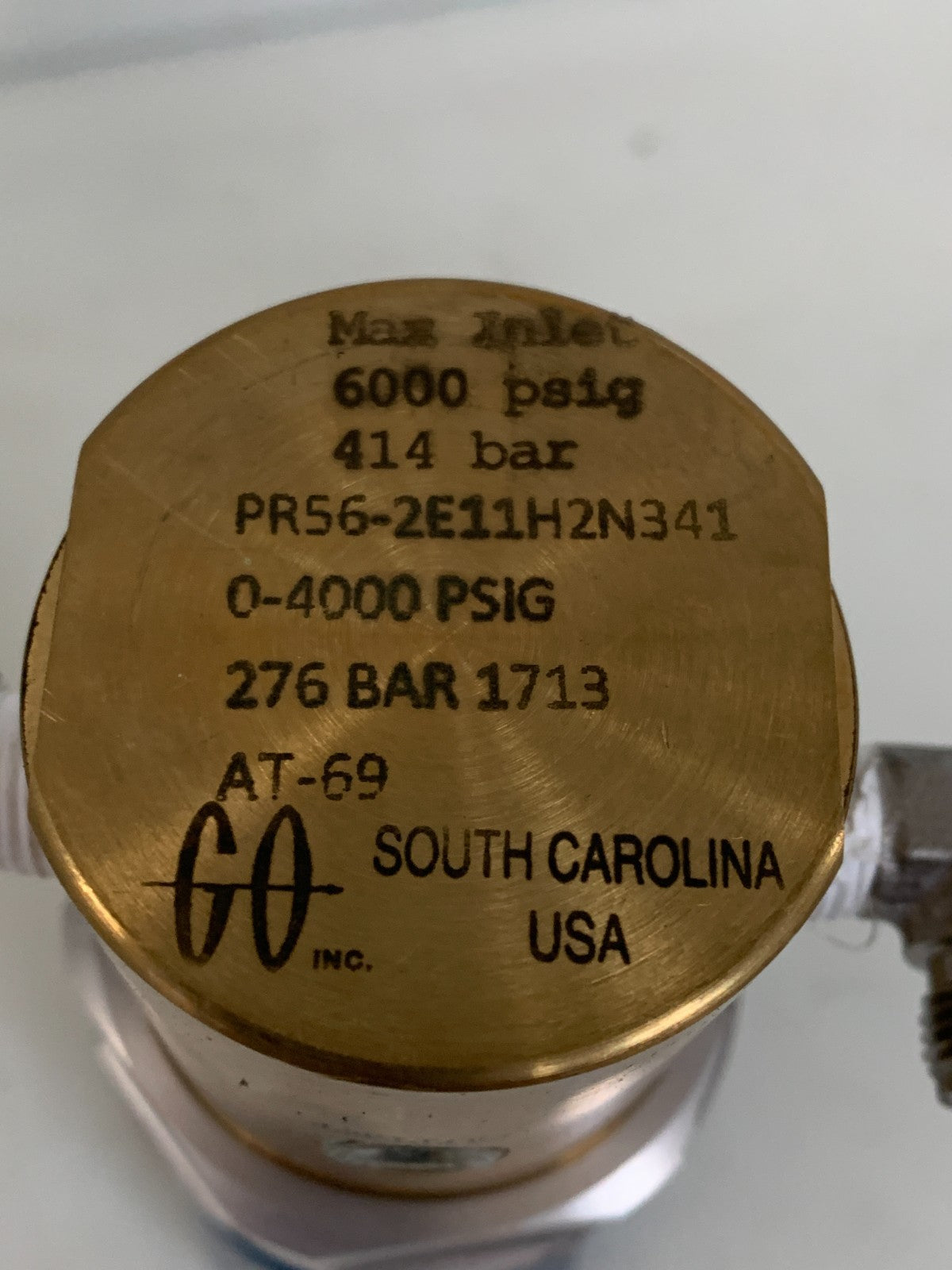 GO INC PRESSURE REGULATOR AT-69 0-4000 PSI PR56-2E11BH 2N341