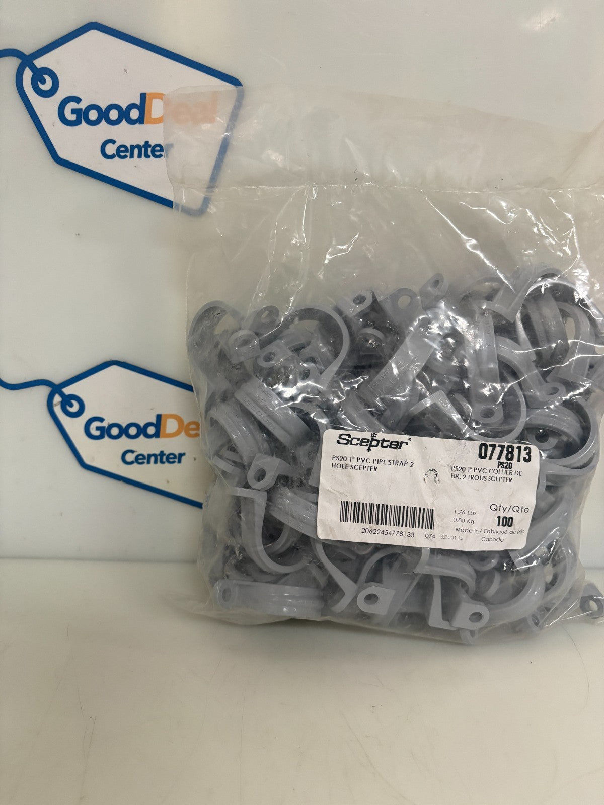 SCEPTER PIPE PS20 1" PVC STRAP 2 HOLE #077813  100 PER BAG0