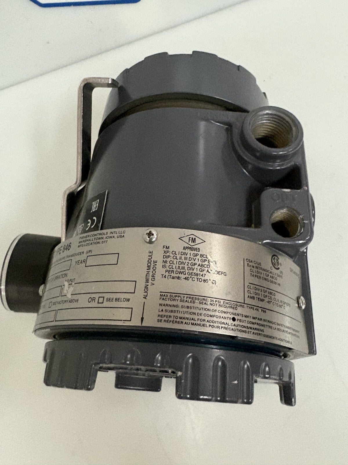 FISHER TYPE 846 CURRENT TO PRESSURE TRANSDUCER