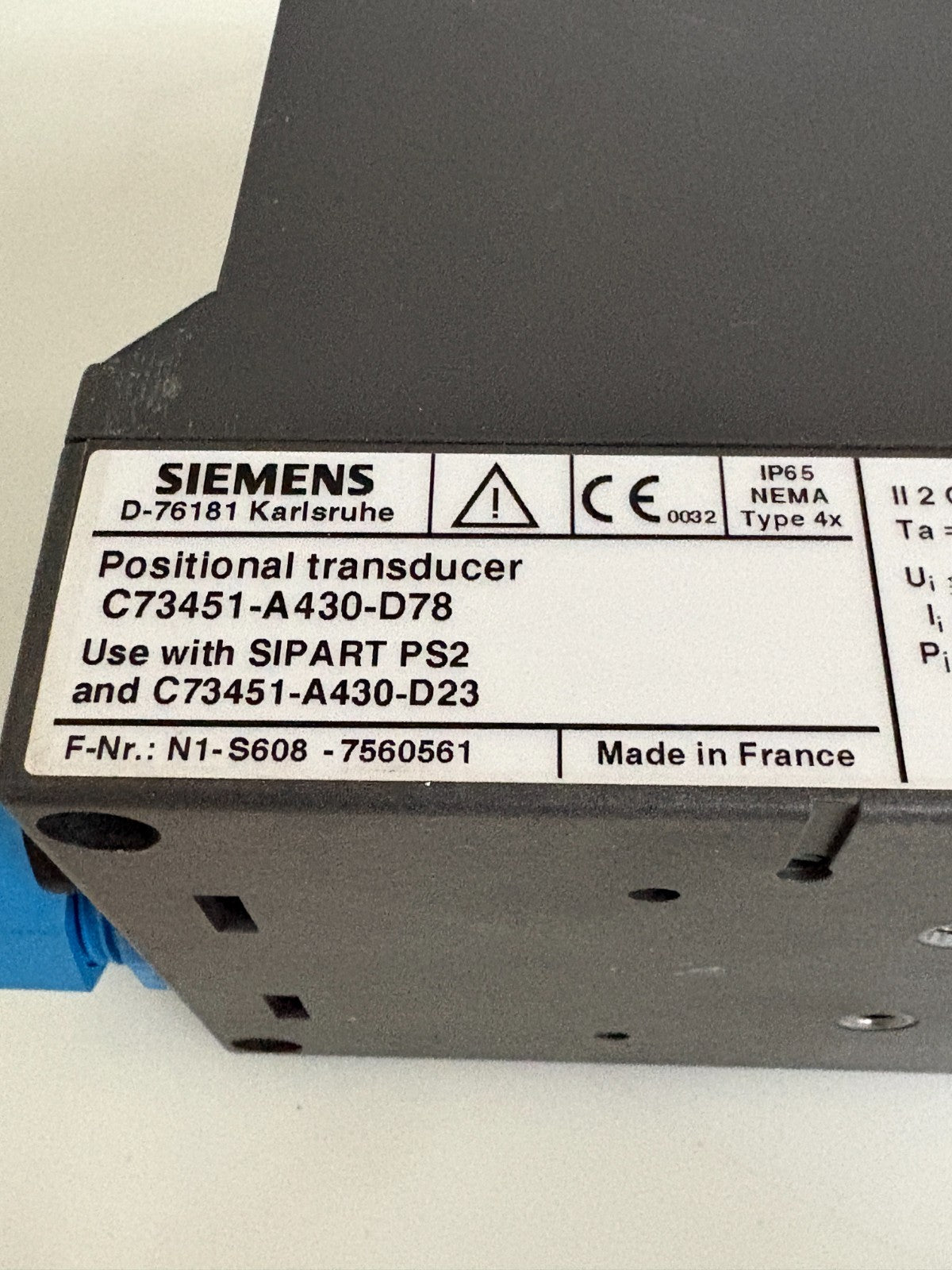SIEMENS SIPART PS2 POSITIONAL TRANSDUCER C73451-A430-D784