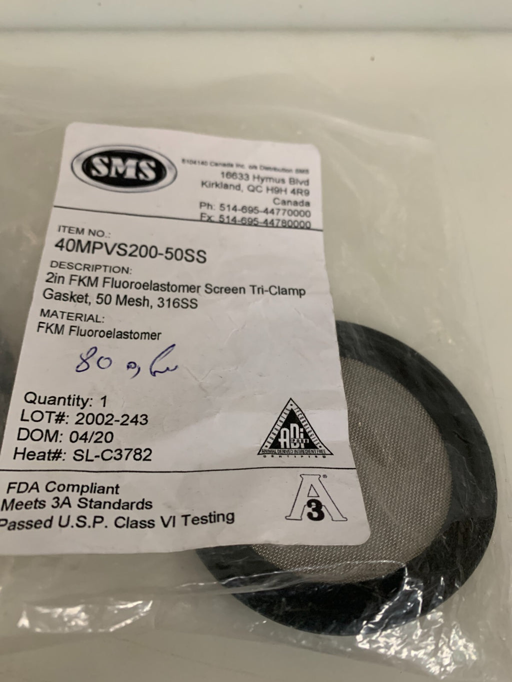 WIRE CARE MIX LOT OF 5 2" FKM SCREEN TRICLAMP GASKET2