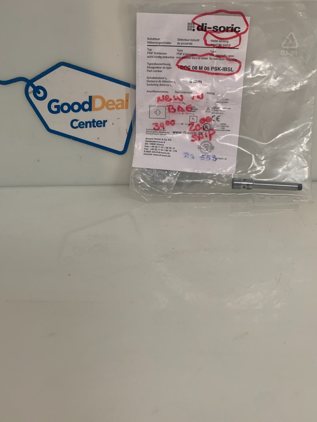 DI-SORIC METAL SENSING PROXIMITY SWITCH DCC 08 M 06 PSK-IBSL0