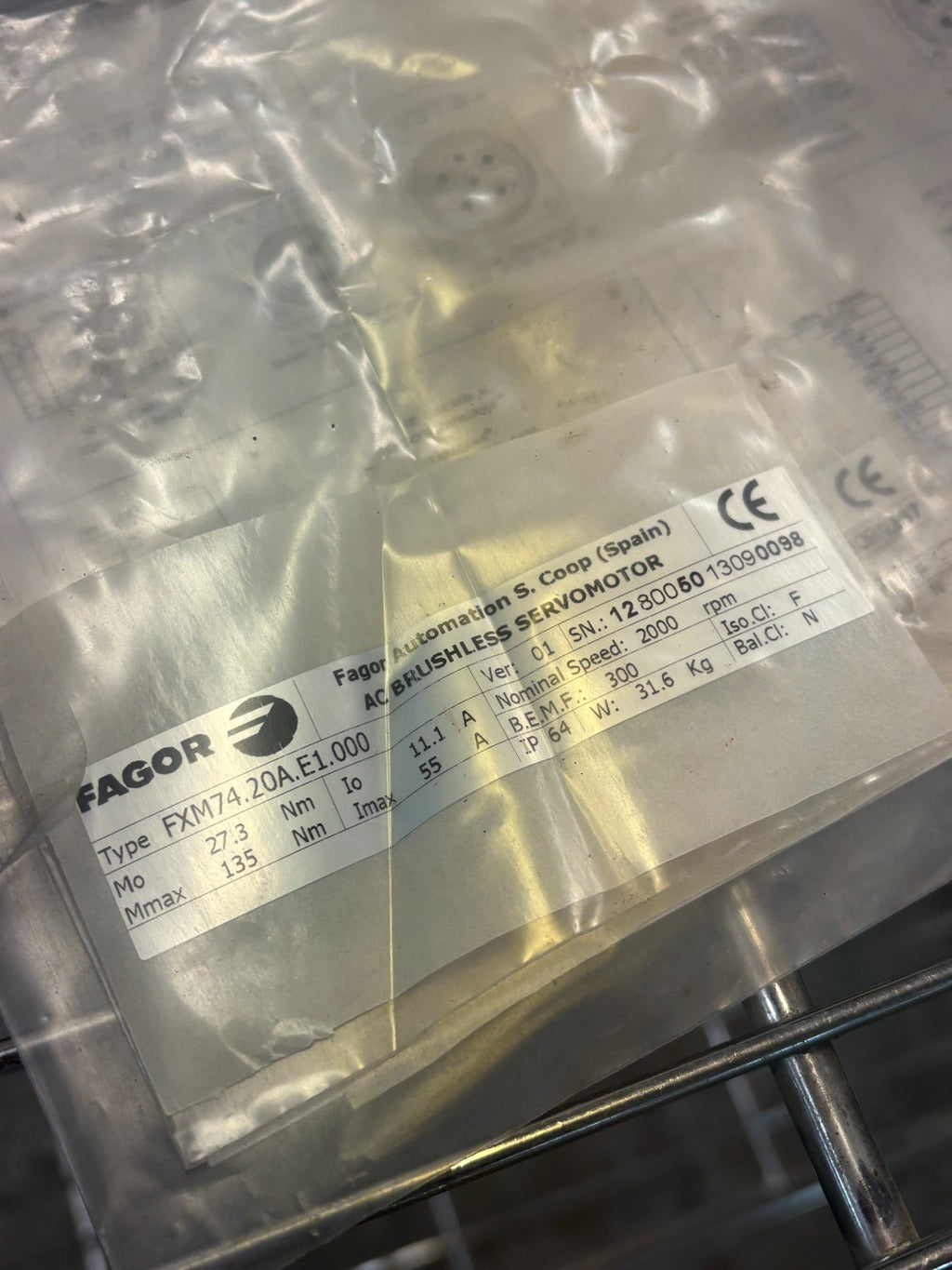FAGOR AC BRUSHLESS SERVO MOTOR #FXM74.20A.E1.010 V:01