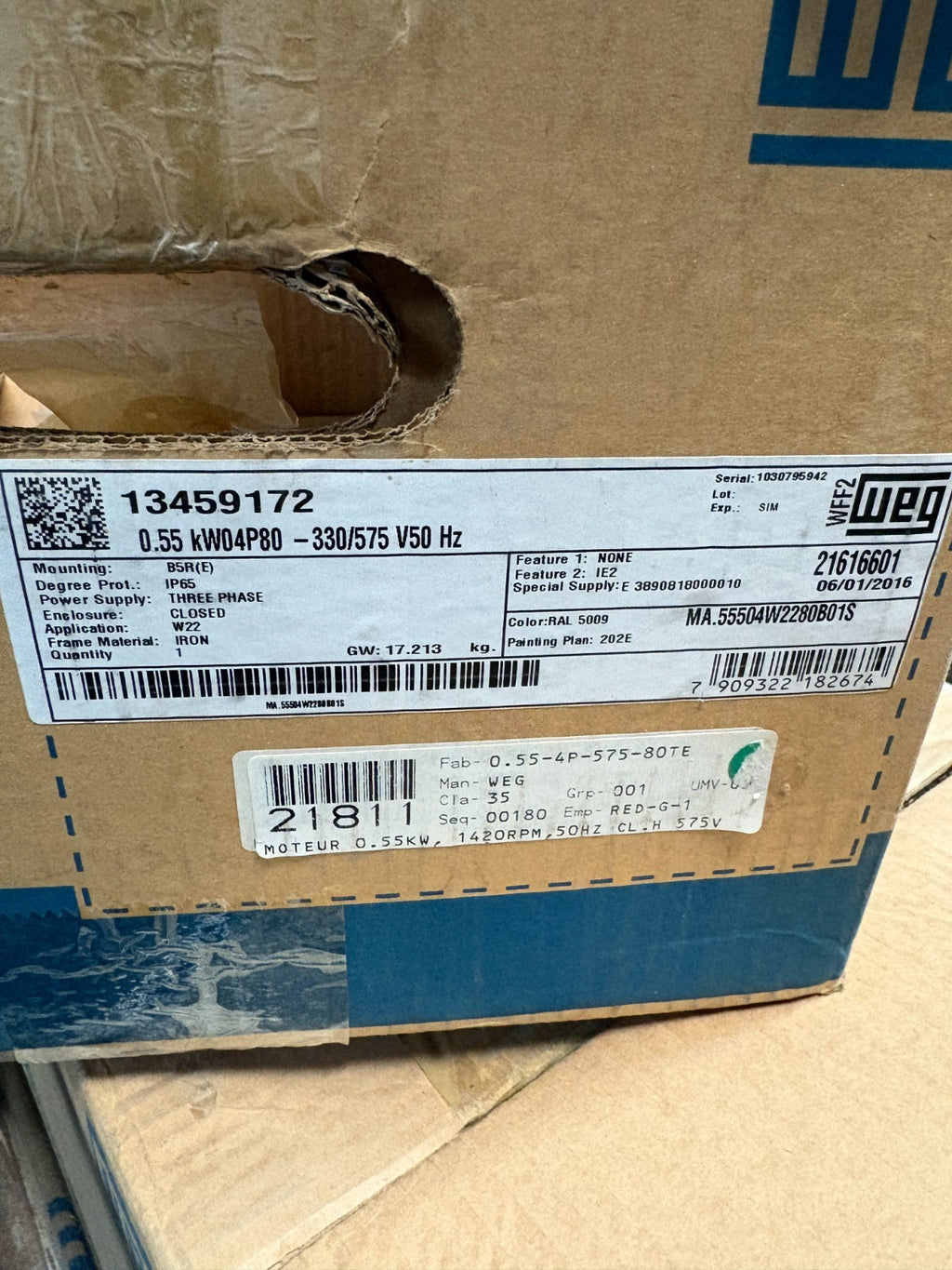 WEG W22 ELECTRIC MOTOR 