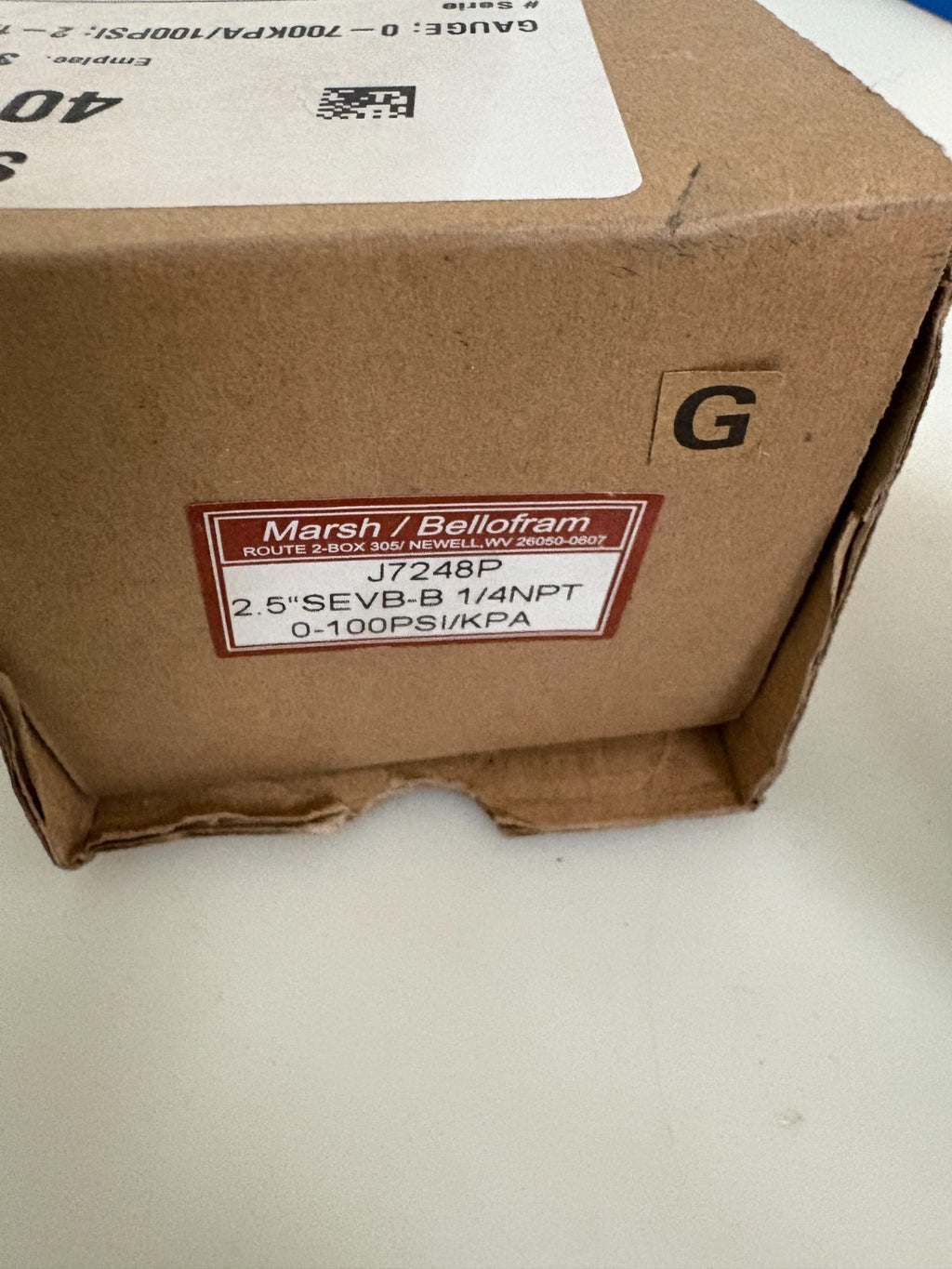 MARSH/BELLOFRAM PRESSURE GAUGE 0-100PSI #J7248 P