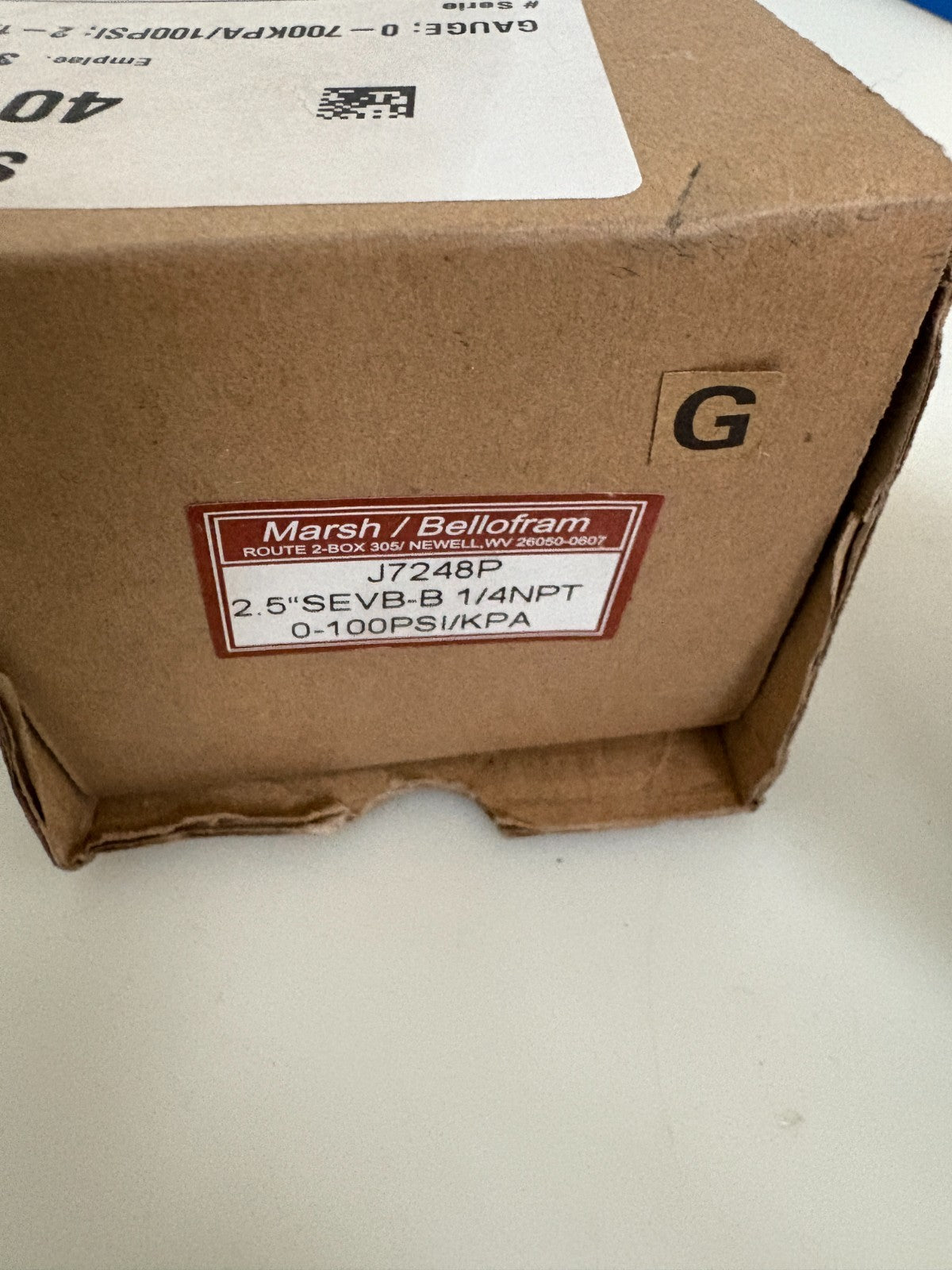 MARSH/BELLOFRAM PRESSURE GAUGE 0-100PSI #J7248 P