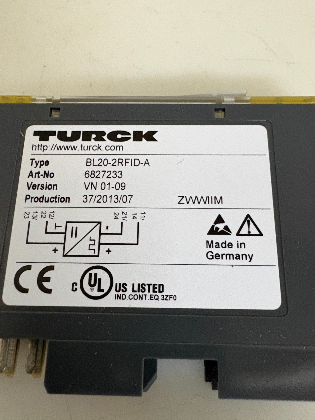 TURCK ELECTRONIC MODULE 6827233 BL20-2RFID-A3