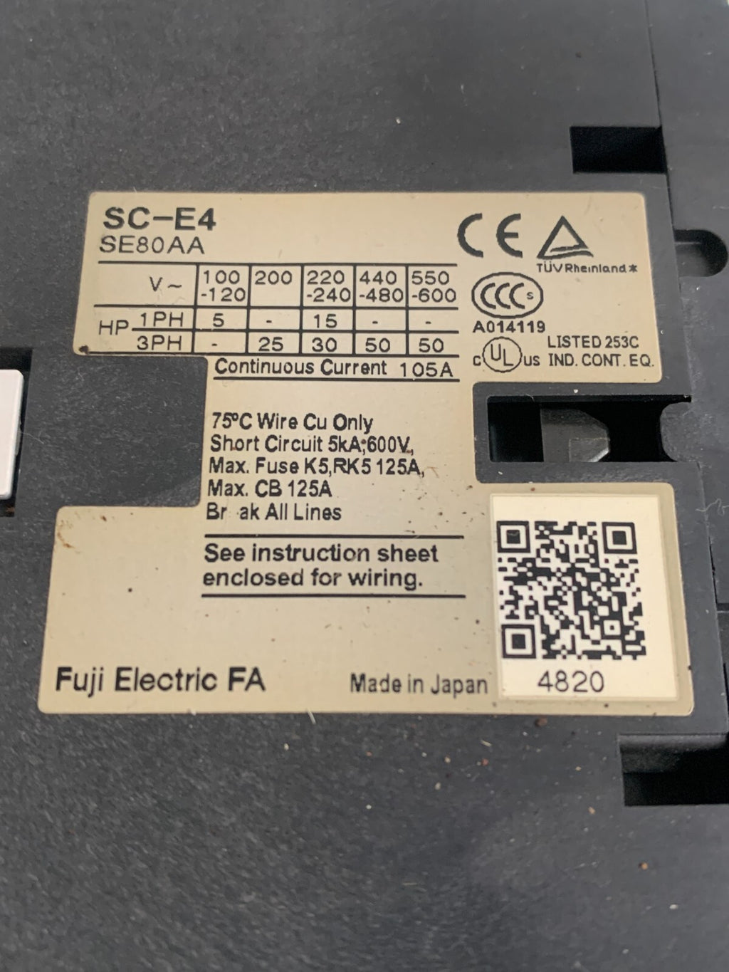 FUJI SC-E4 CONTACTOR 80 AMP3