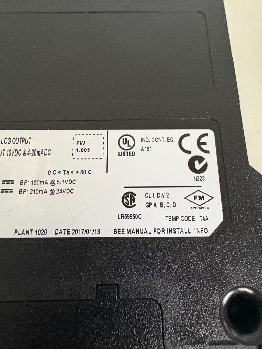 HONEYWELL ISOLATED ANALOG OUTPUT TK-0AV081 A