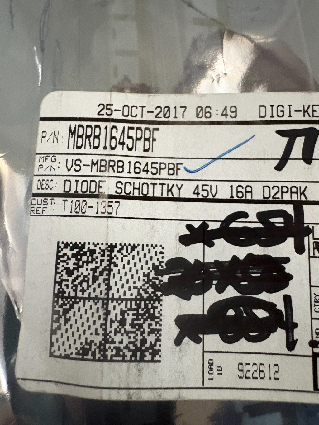 LOT OF 276 VISHAY DIODE GENERAL SEMI CONDUCTOR MBRB1645PBF3