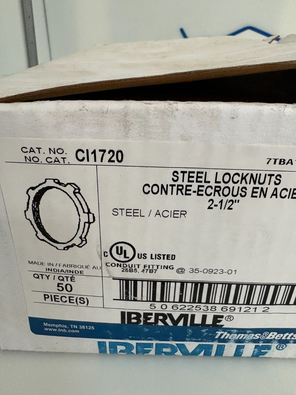 ABB THOMAS & BETTS STEEL 2 1/2 LOCKNUTS CI1720 50 IN BOX2