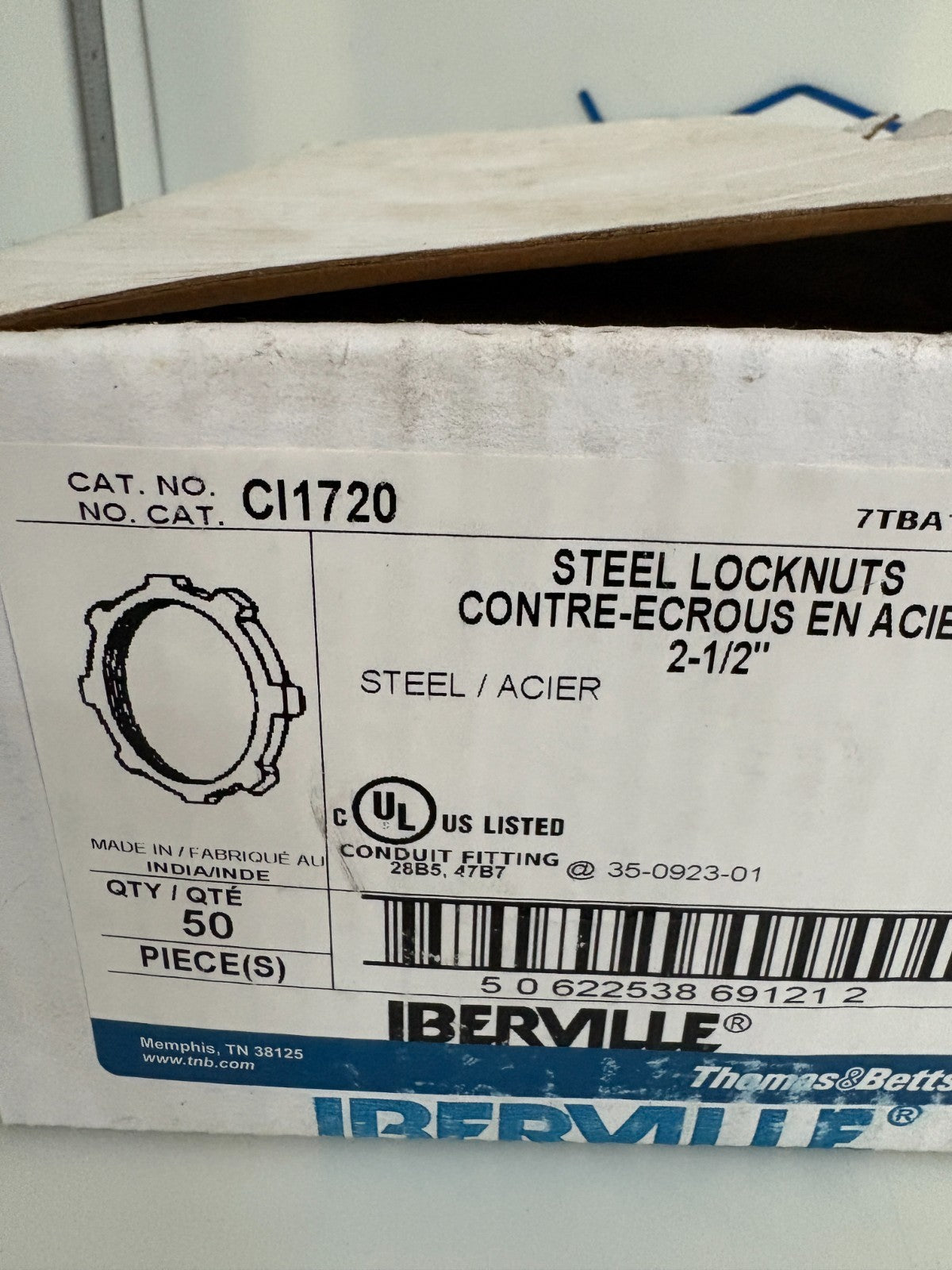 ABB THOMAS & BETTS STEEL 2 1/2 LOCKNUTS CI1720 50 IN BOX2