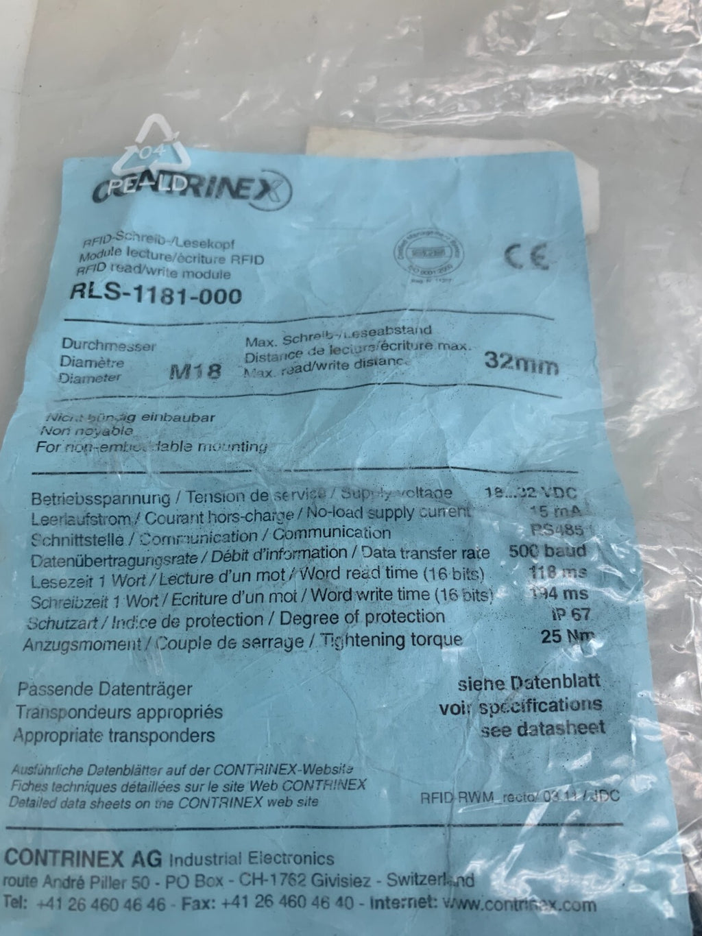 CONTRINEX  Sensor  RLS-1181-0002