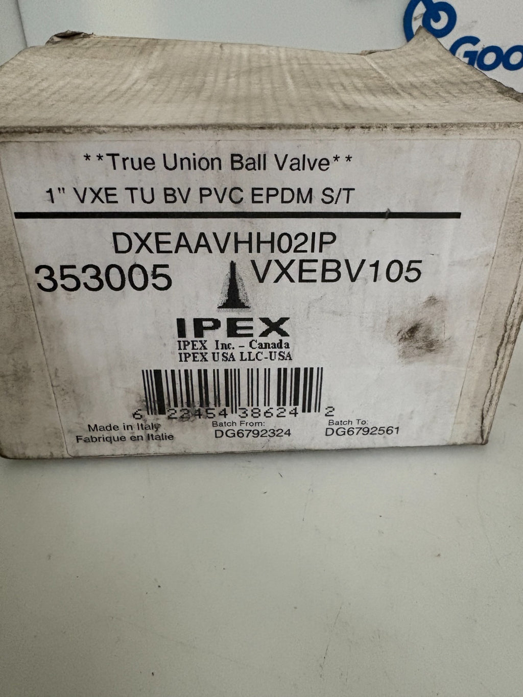 IPEX 1" TRUE UNION BALL VALVE 353005 VXEBV105