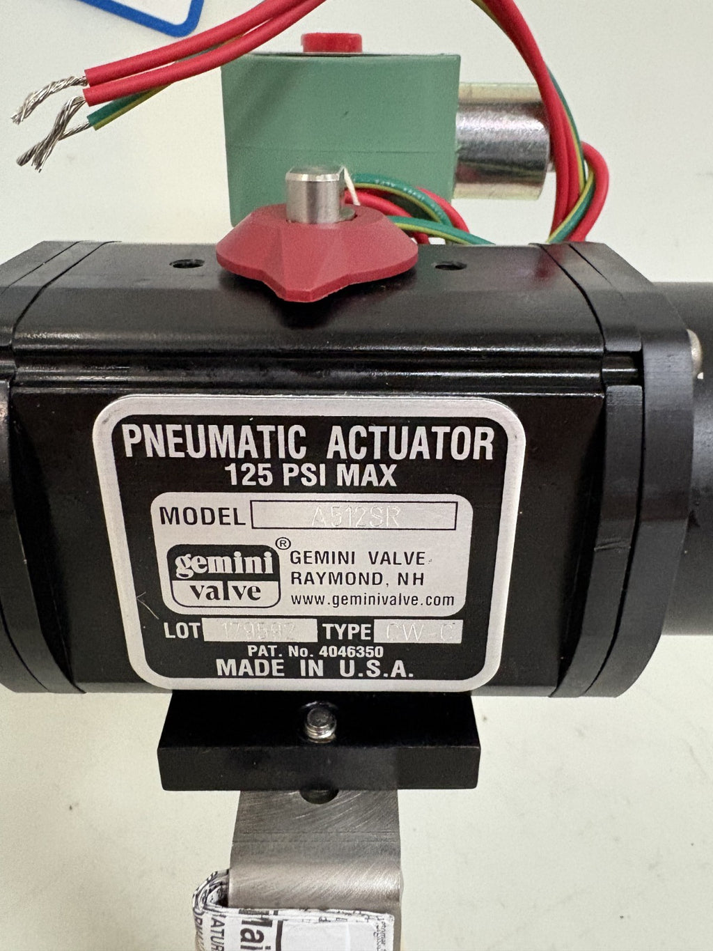 GEMINI VALVE PNEUMATIC ACTUATOR TYPE CW-C MODEL A512SR